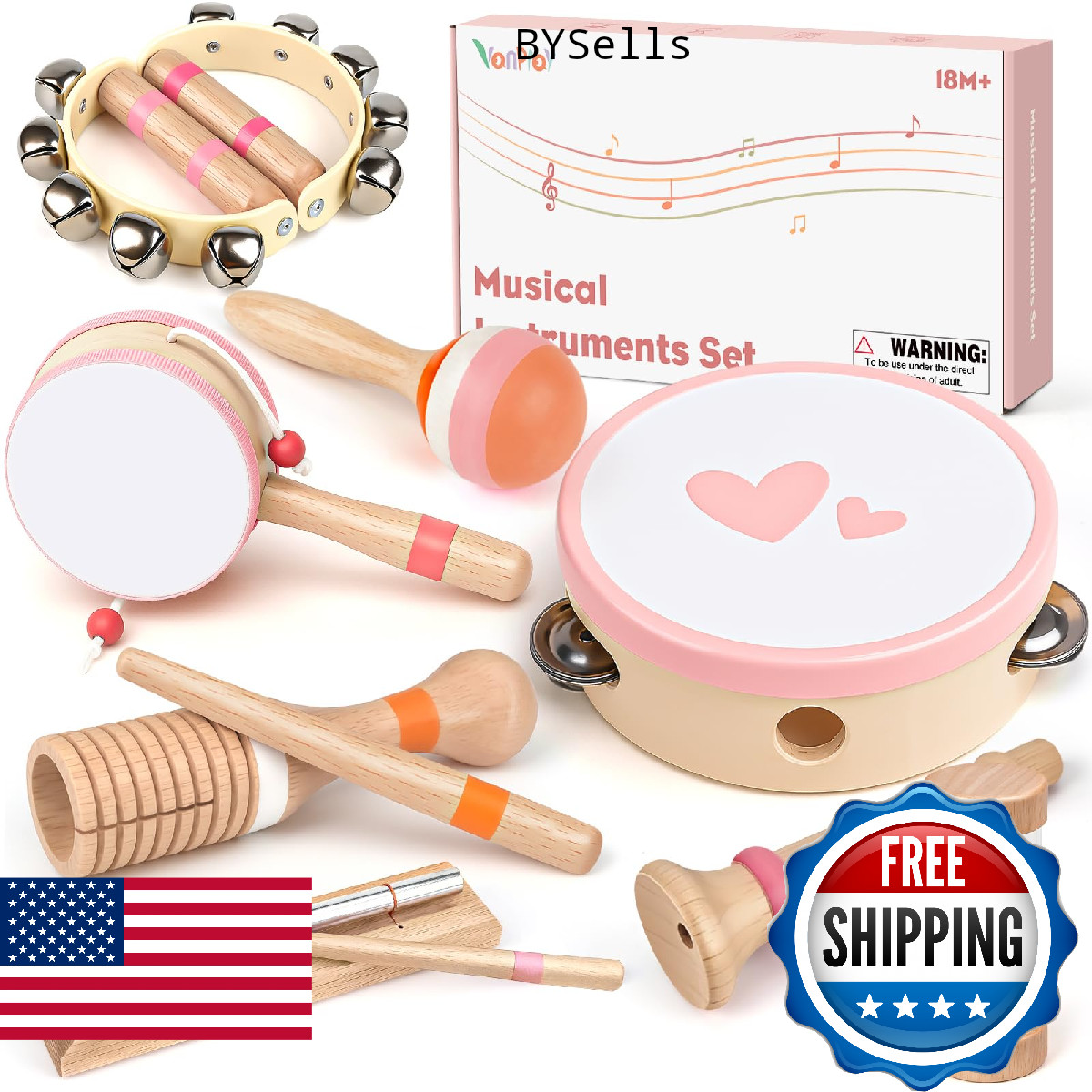 Musical Toys for 2 3 Year Old Girl Birthday Gifts, Wooden Montessori Toys for 2