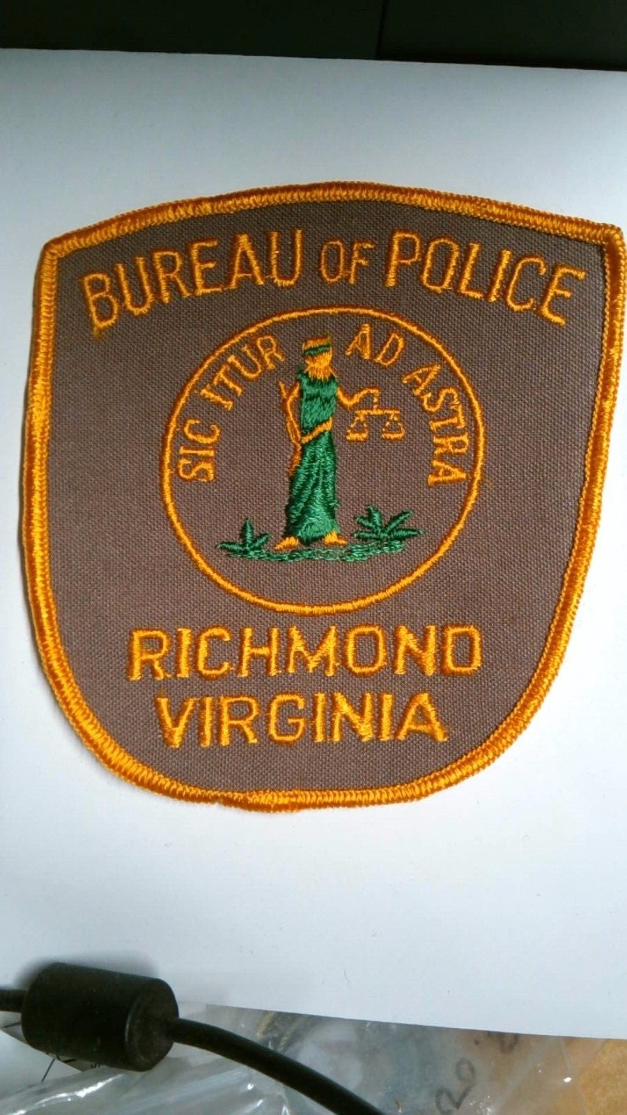 PATCH OLDER SEW ON BUREAU OF POLICE RICHMOND VIRGINIA VERY OLD CRUDELY MADE
