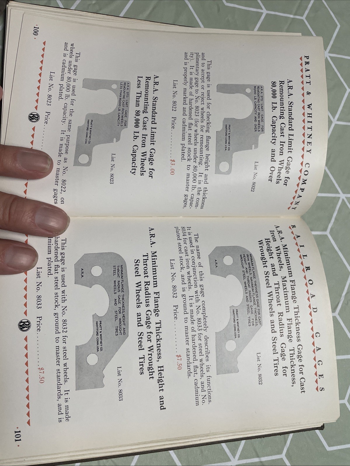 1929 PRATT & WHITNEY Gages Book