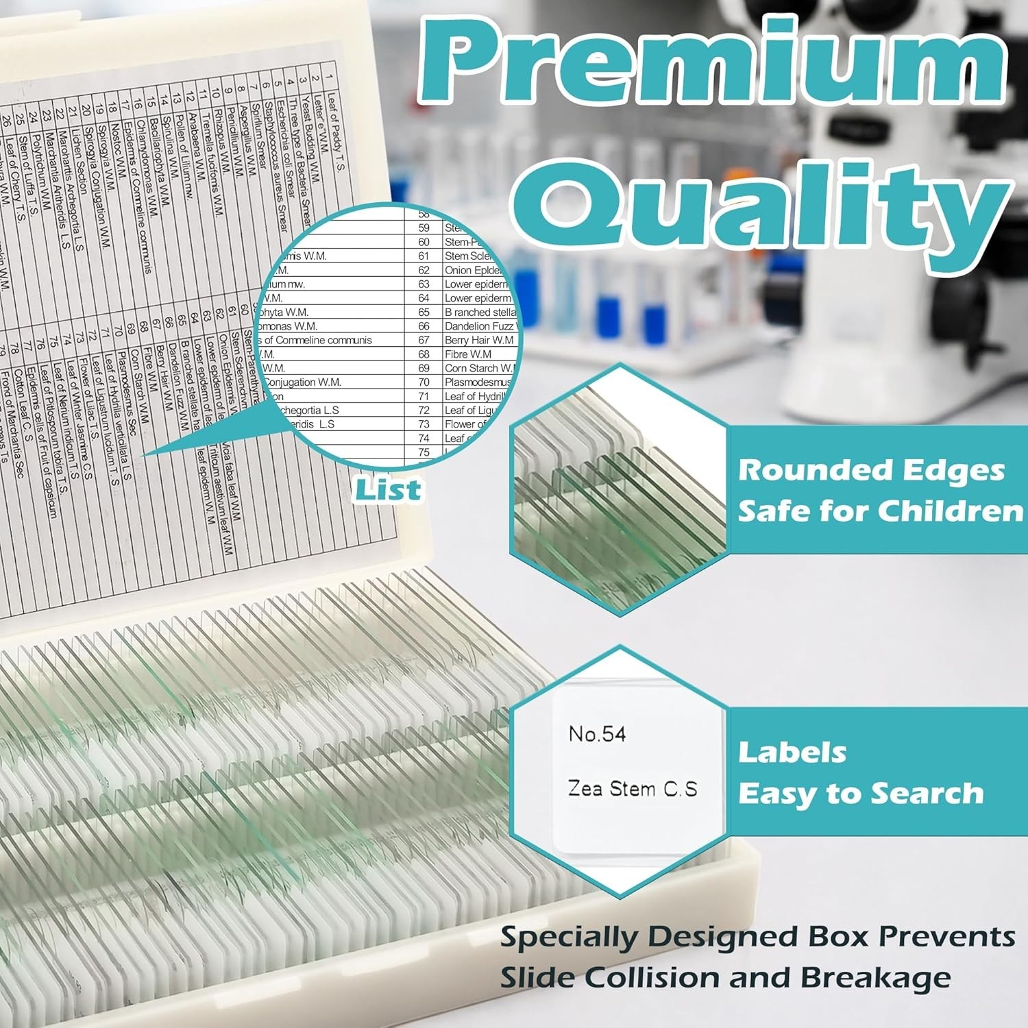 200 Microscope Slides Set with Labels