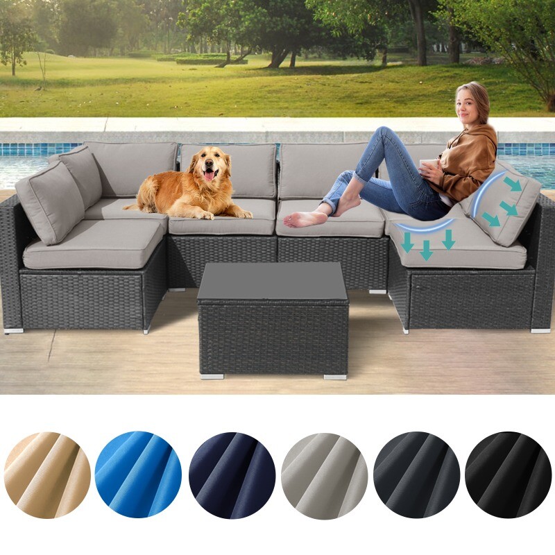 14X Outdoor Patio Furniture Cushions 6-Seat Rattan Wicker Sectional Sofa Cushion