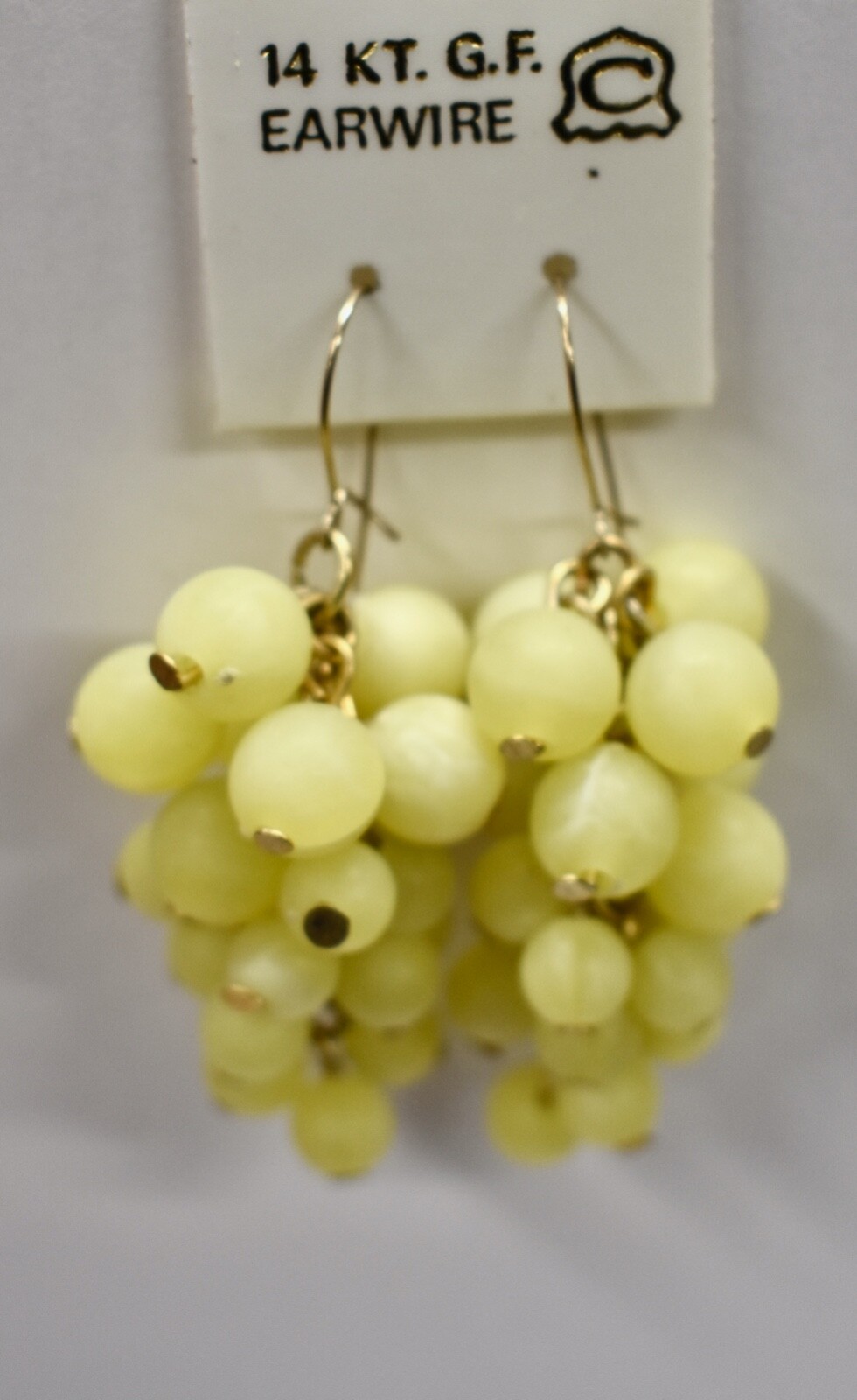 VINTAGE PIERCED EARRINGS grape clusters PLASTIC DANGLES GF WIRES LYG