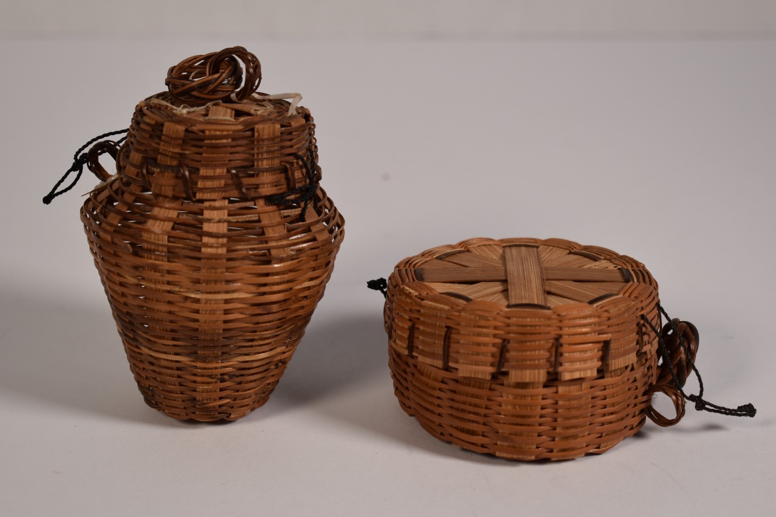 Set of 2 Small Cottagecore Farmcore Decorative Baskets with Hinged Lids