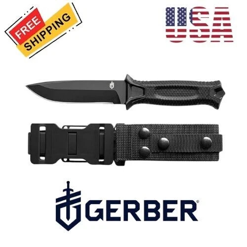 Gerber Gear StrongArm - Fixed Blade, Full Tang Knife - Black, Plain Edge