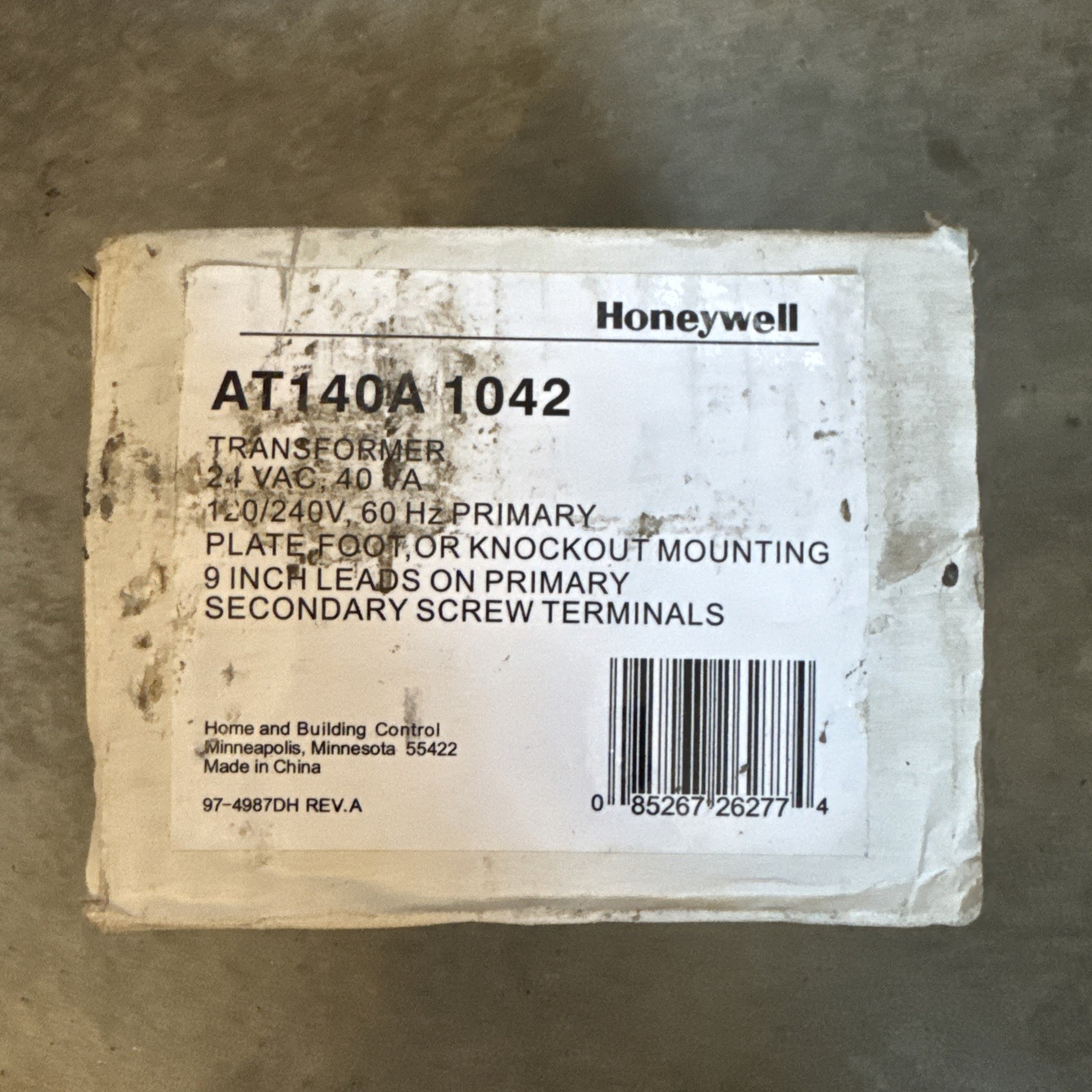 Honeywell AT140A 1042 Transformer 24VAC 40VA 9" New With Box & Manual