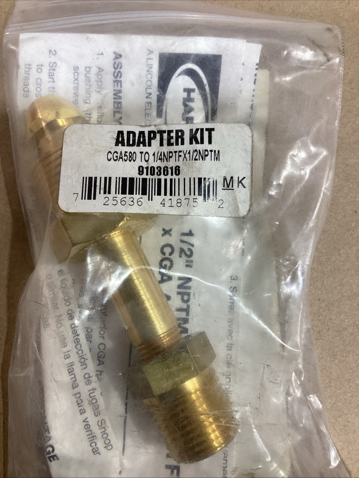 HARRIS ADAPTER KIT CGA580 1/4NPTFx1/2NPTM