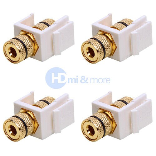 4x Audio Keystone Jack Banana For Speaker Cable Jack Black Ring White