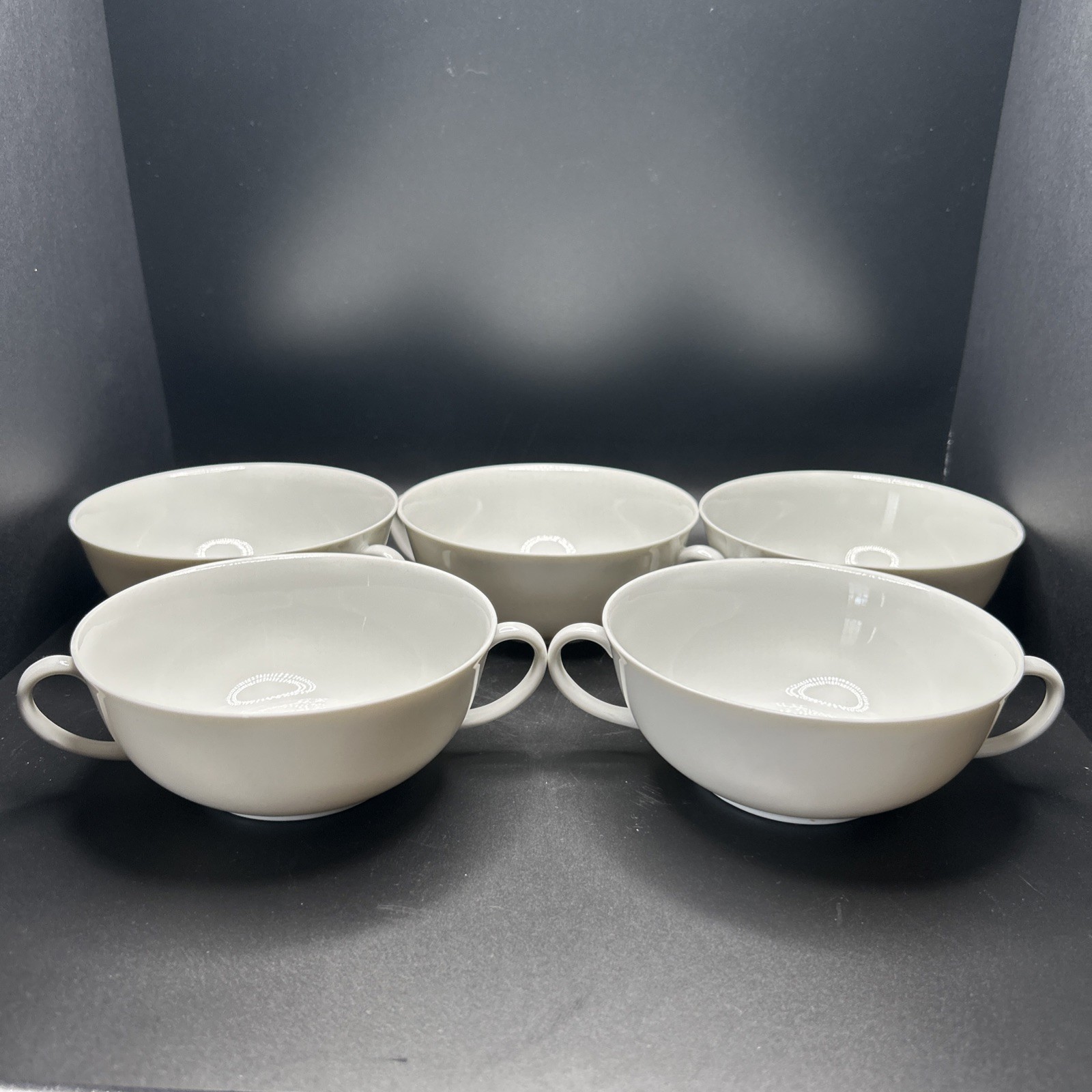 (5)Vintage Arzberg Germany White Cream Soup Bowls 4 3/4" 402