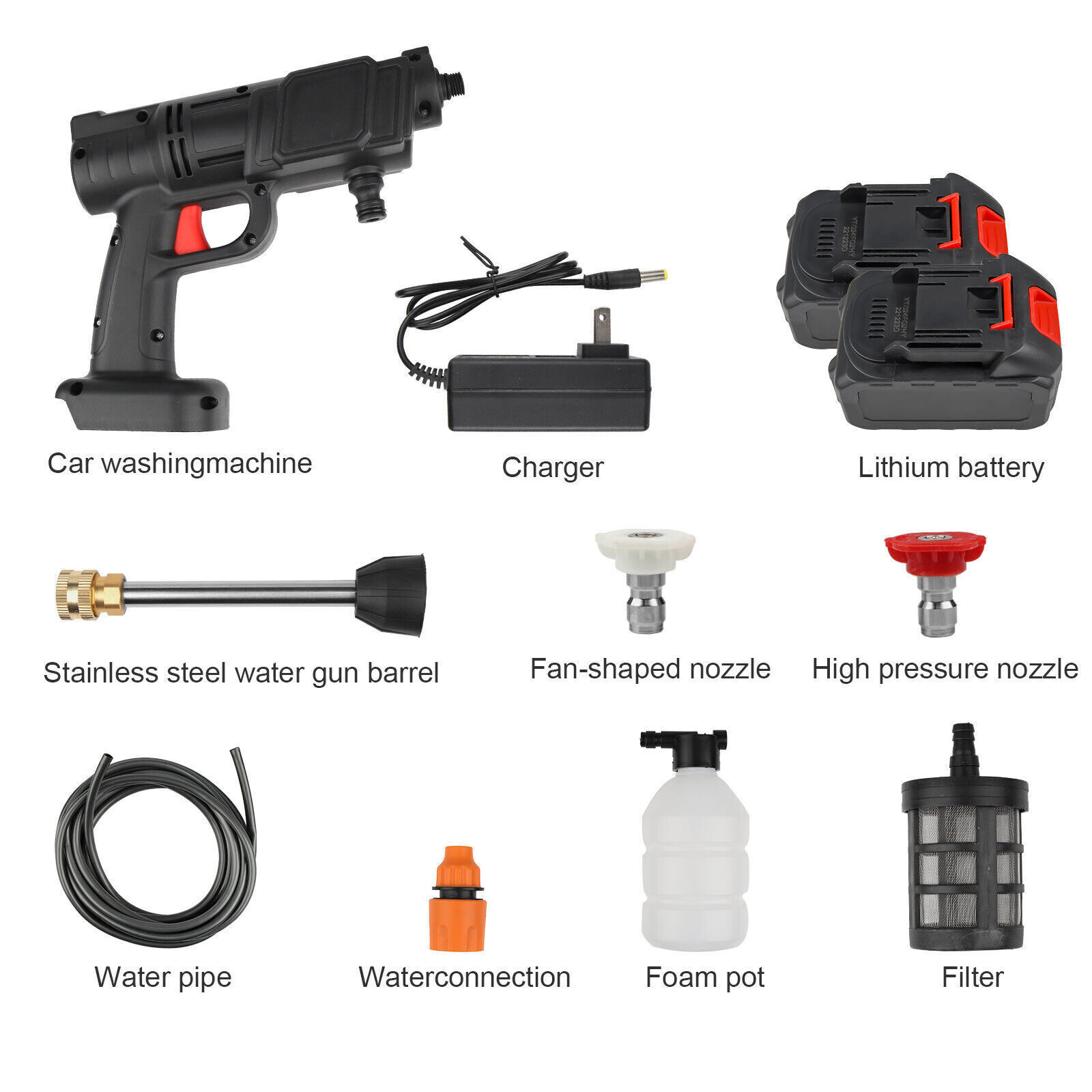 Portable Cordless Electric High Pressure Water Spray Gun Car Washer Cleaner Tool