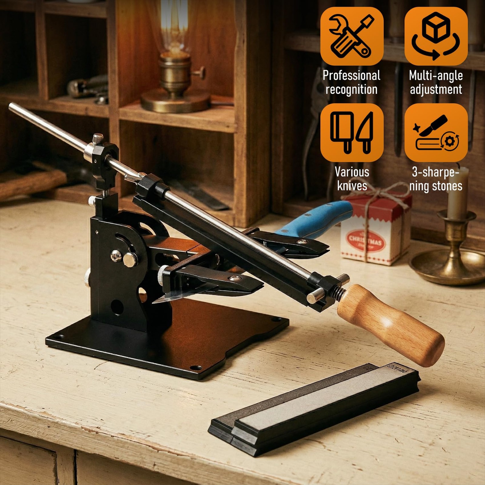 Professional Knife Sharpener System – Precision Adjustable Angle 15-30° – 3-S...