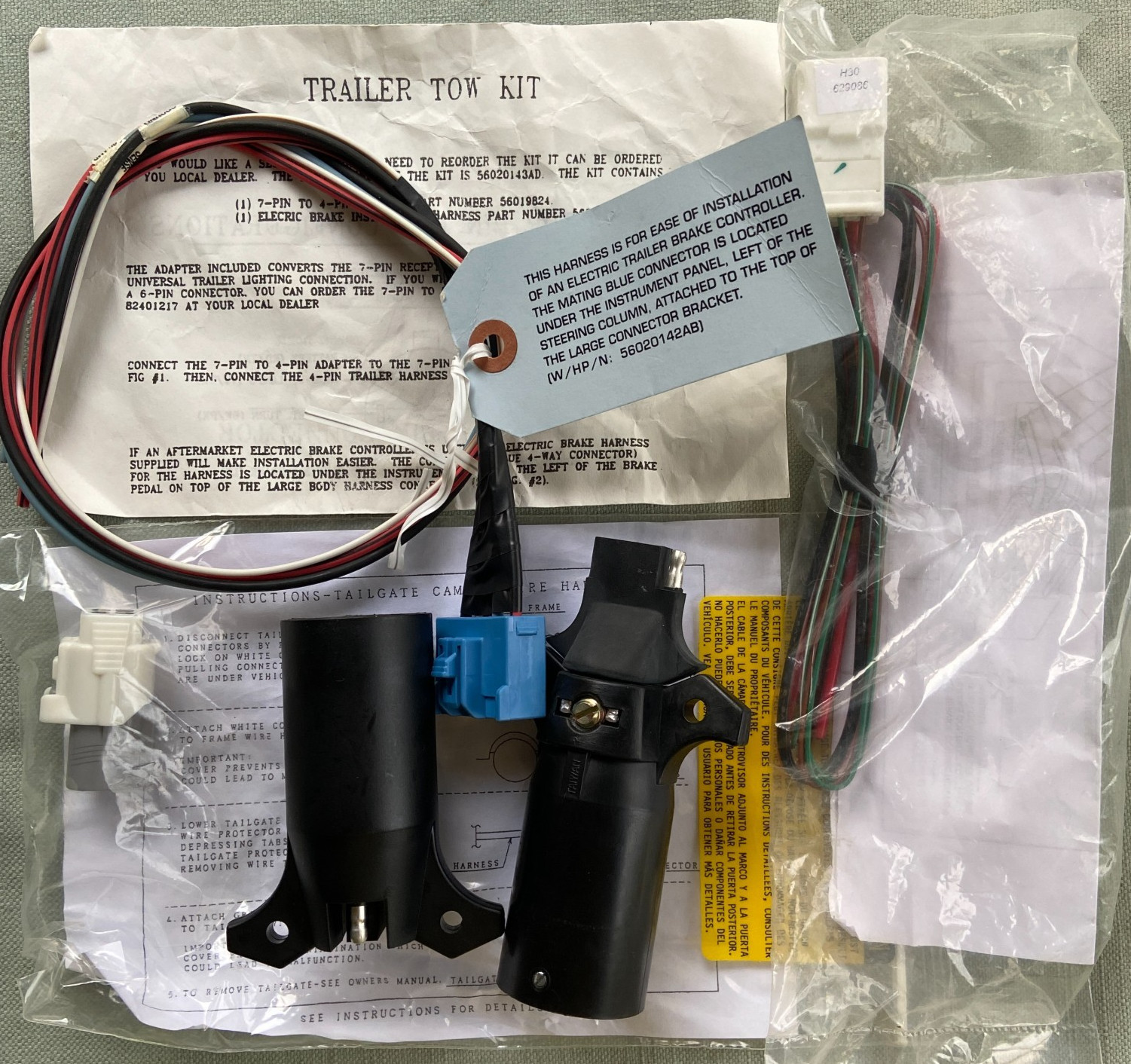 Trailer Tow Kit Connector Harness Brake Curt 57240 Adapter 4 Way Chrysler Pollak
