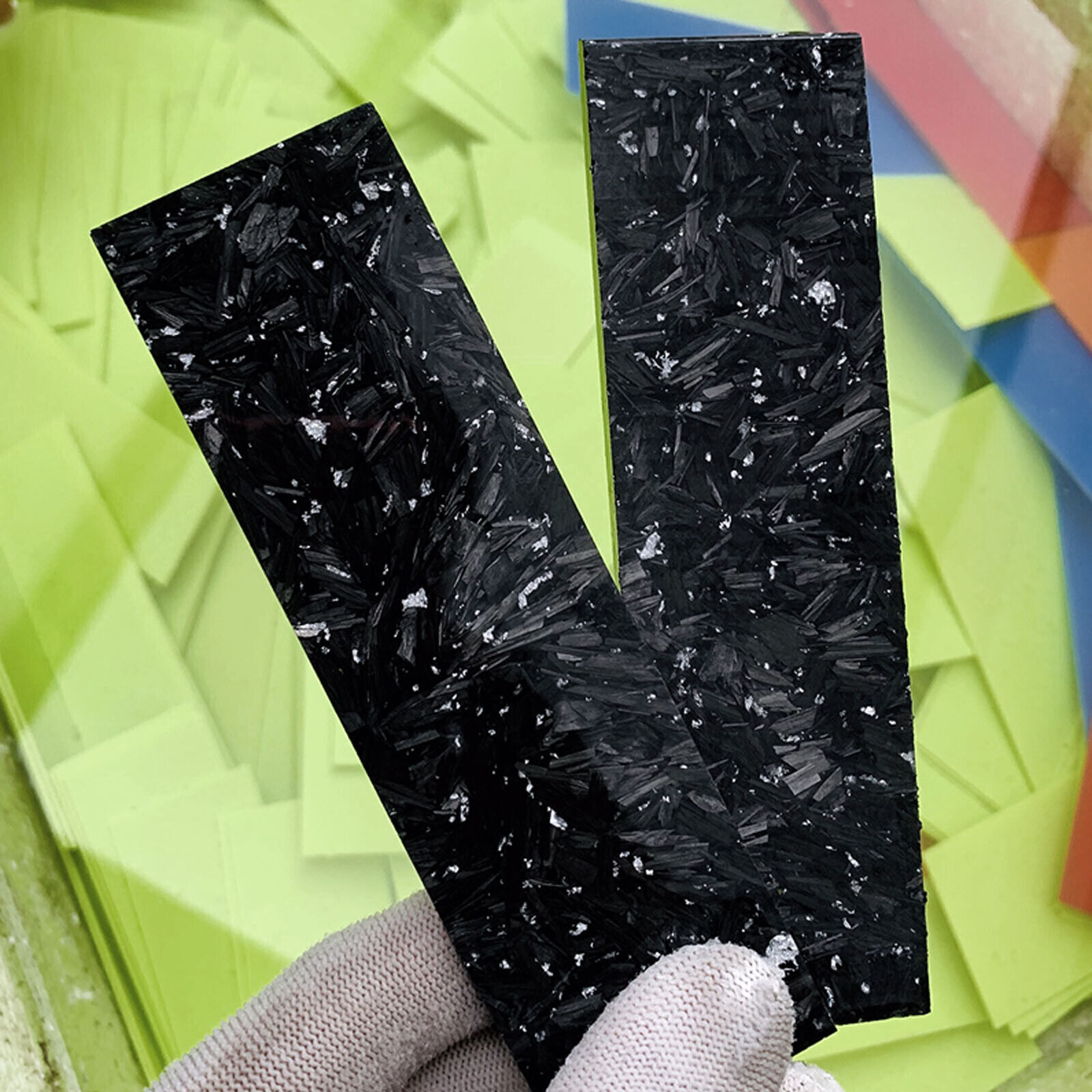 Marble Carbon Fiber CF& Silver Powder DIY Knife Handle Material Patch Tool Blank