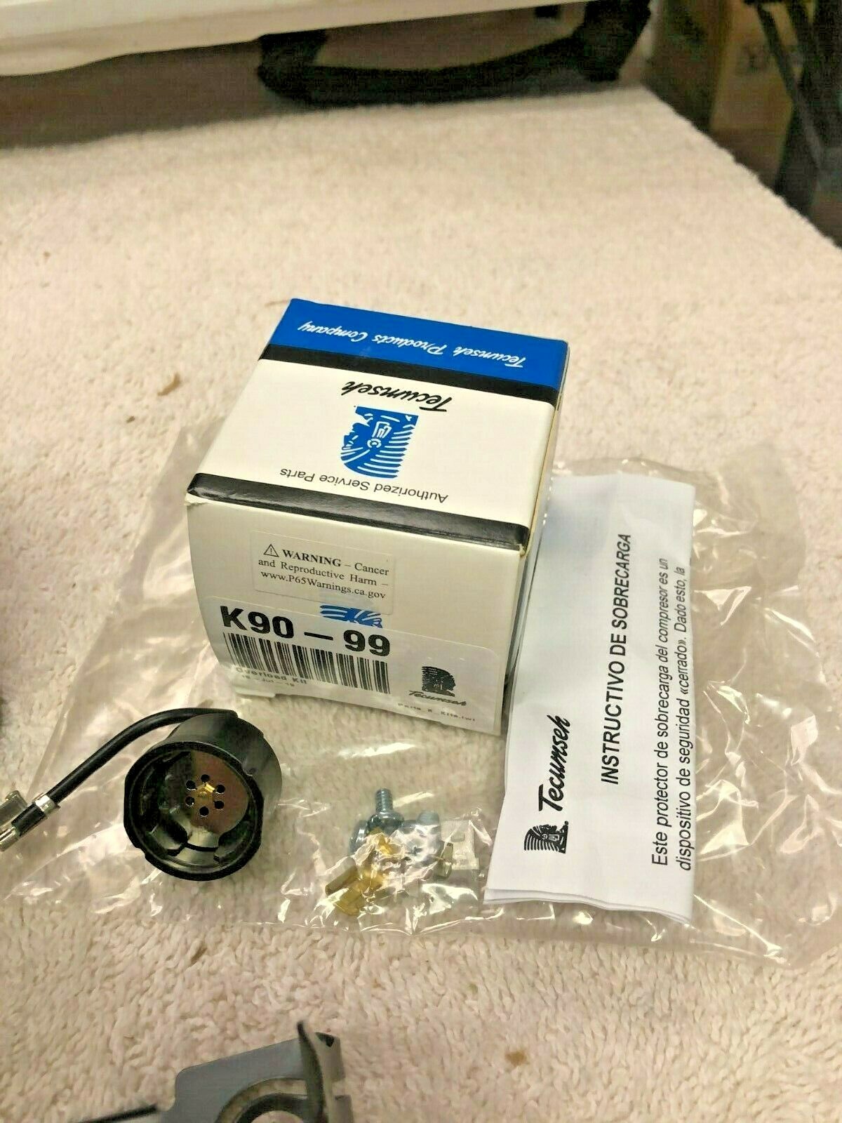 TECUMSEH, AKA4460YXD-230 Volts, Compressor Electrical Kit, Relay, Overload, Cap