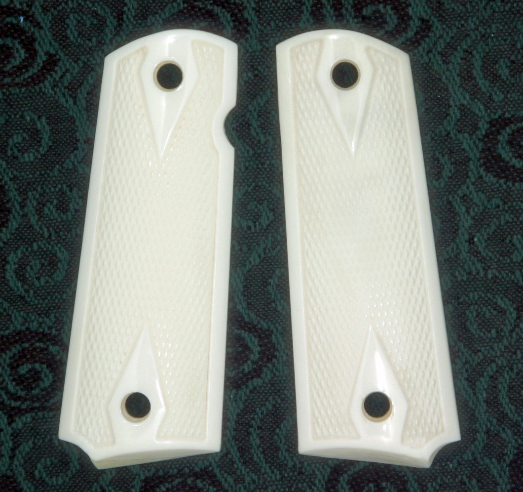 Colt 1911 Full size grips Genuine Buffalo Bone checkered Ambidextrous Safety cut
