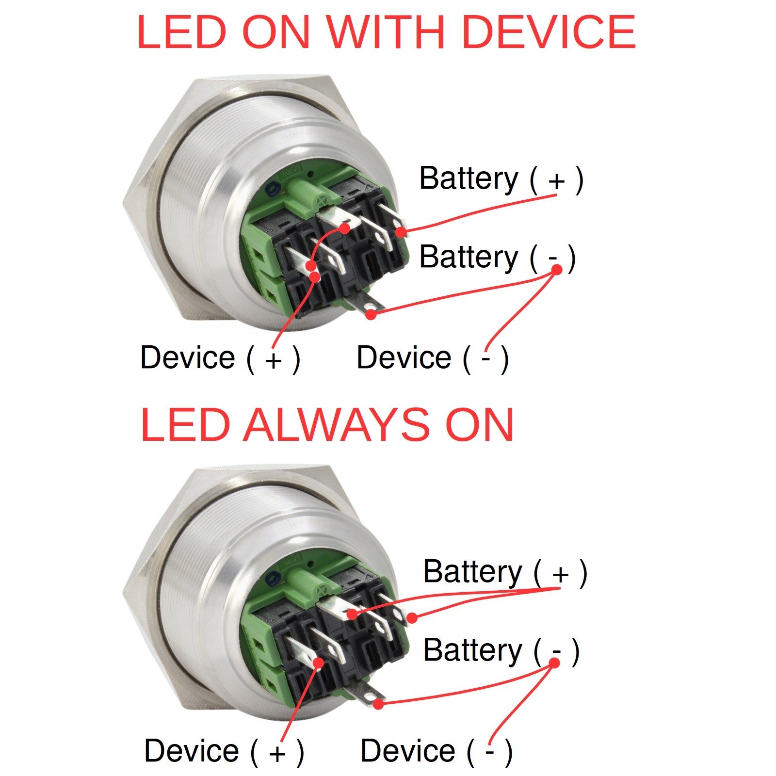 28mm Stainless Steel Momentary Push Button Switch with Blue LED