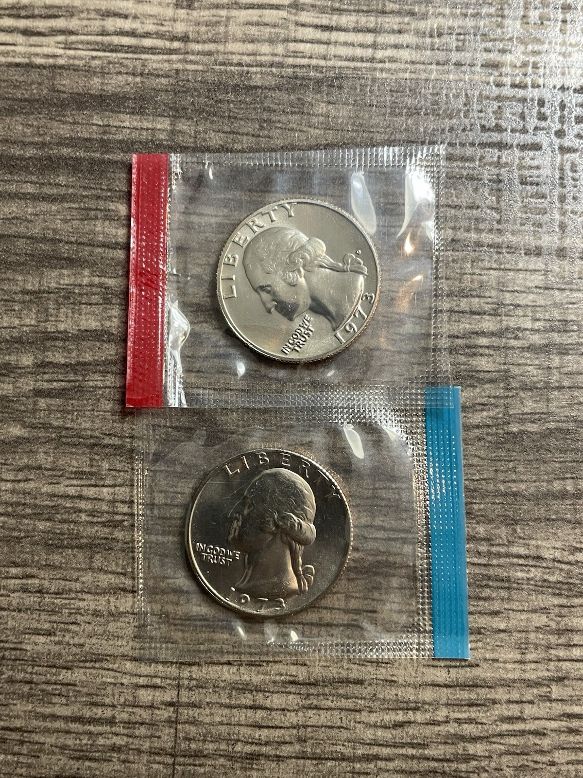 1973 P & D Mints Uncirculated Washington Quarters in Original Mint Cello