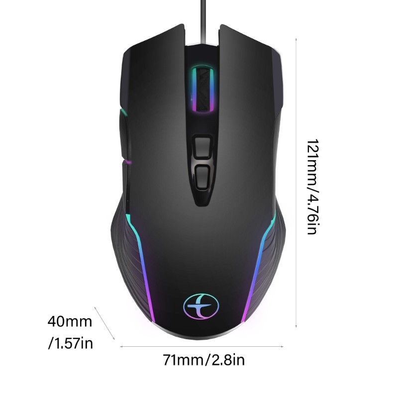 Ergonomic Corded Opticaled Mouse USB C A Color Lighting Computer Jiggler 7200DPI