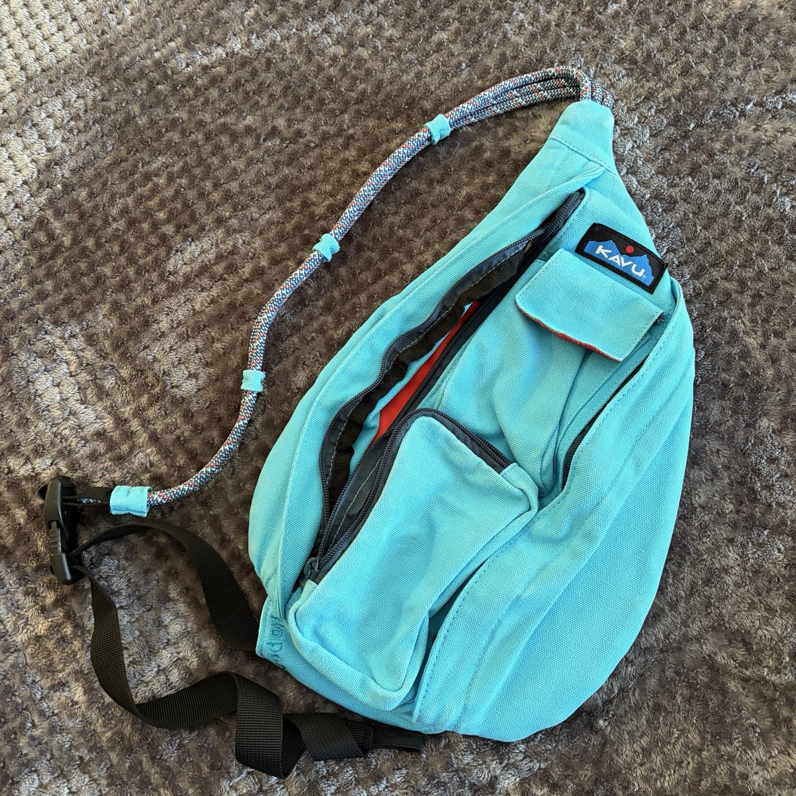 KAVU Maliblue Cotton Canvas Rope Bag Sling Crossbody Backpack