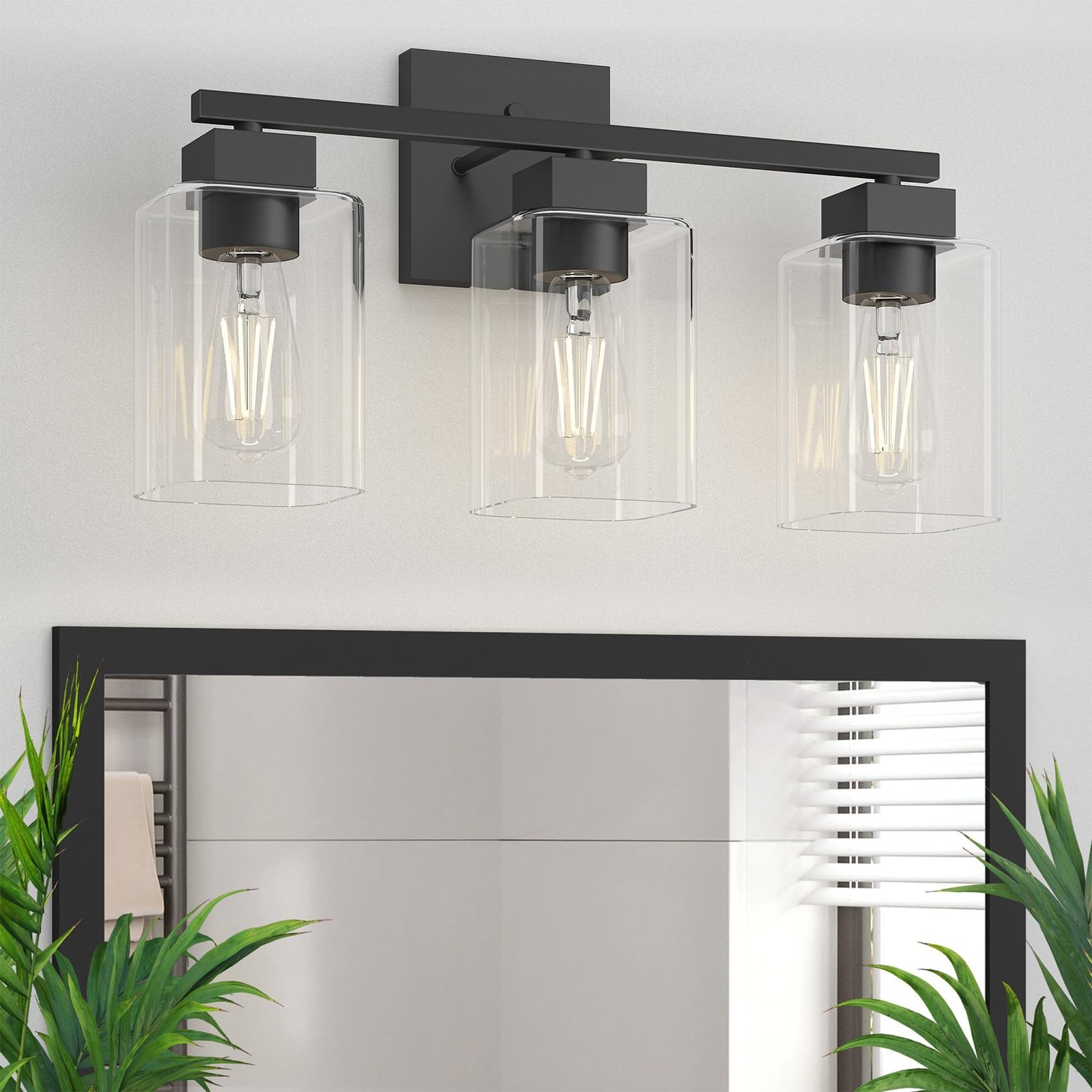 Espird Matte Black Bathroom Vanity Light 3-Light Vanity Lighting Fixtures Over