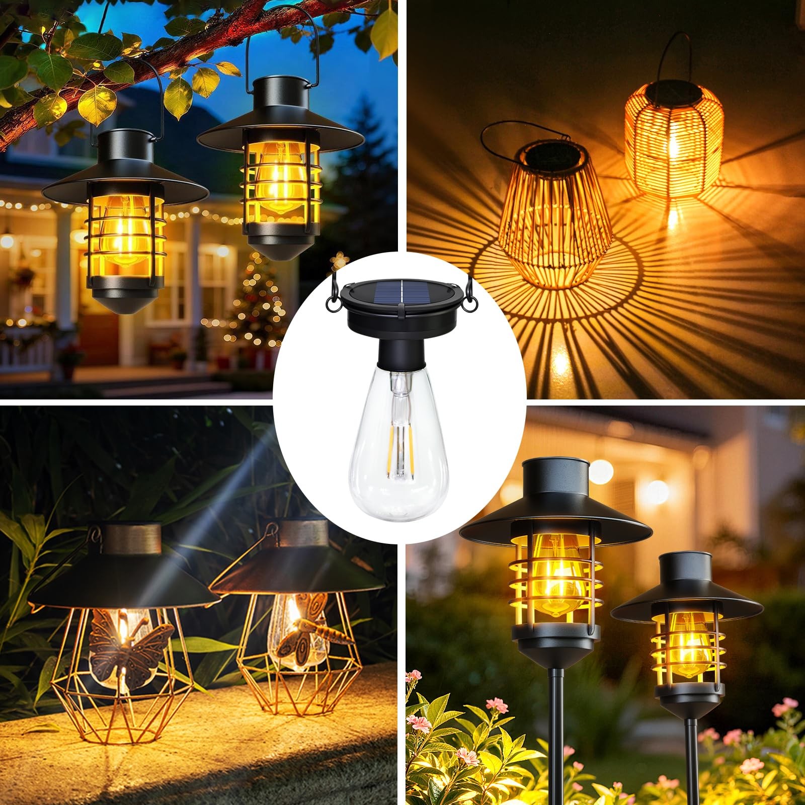 2 Pack Solar Hanging Lights Replacement Top（Top Size 3.23 inch） Solar Lantern...