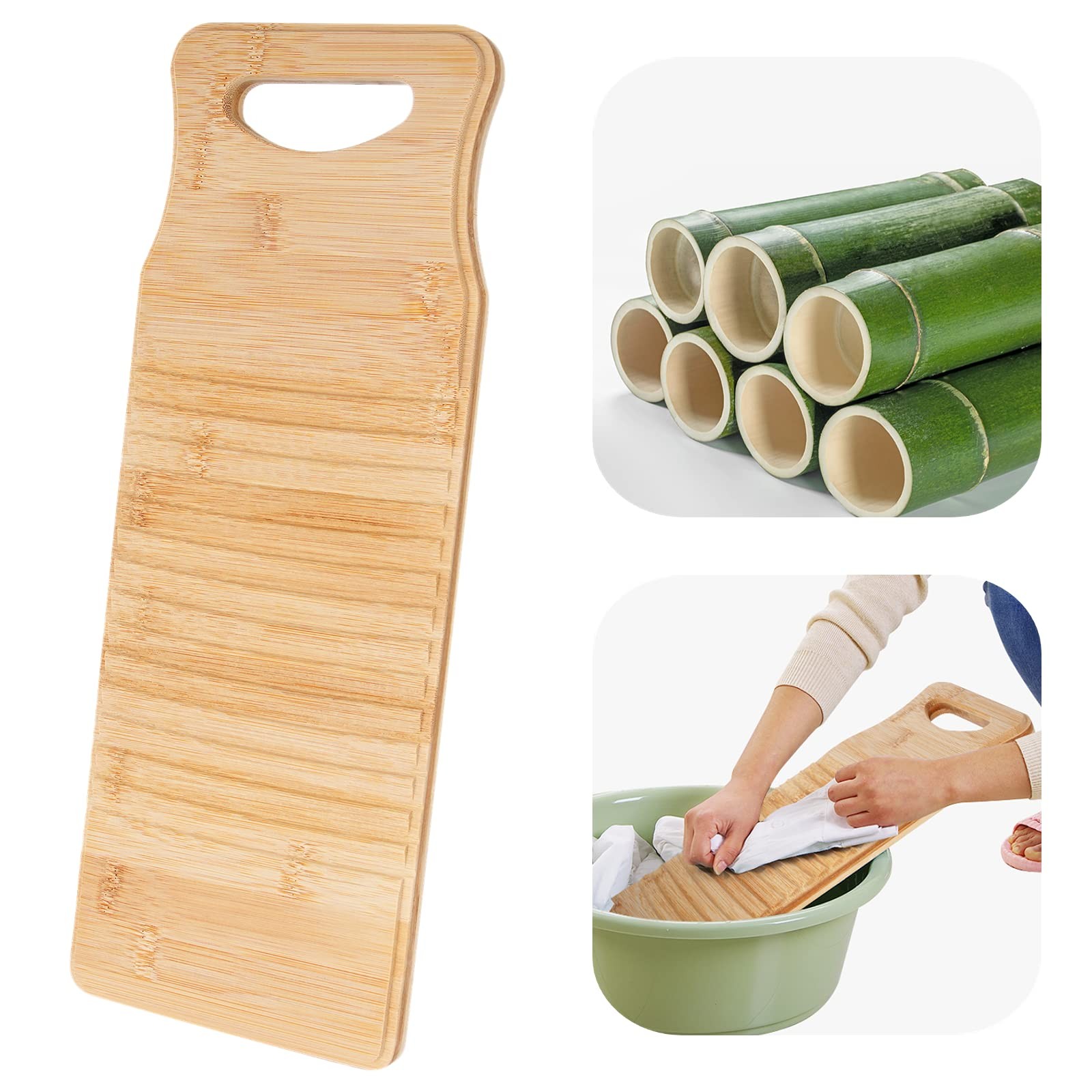 Wooden Washboard for Hand Washing Clothes, 15.7 x 5.9 x0.7’’ Anti-slip Laundr...