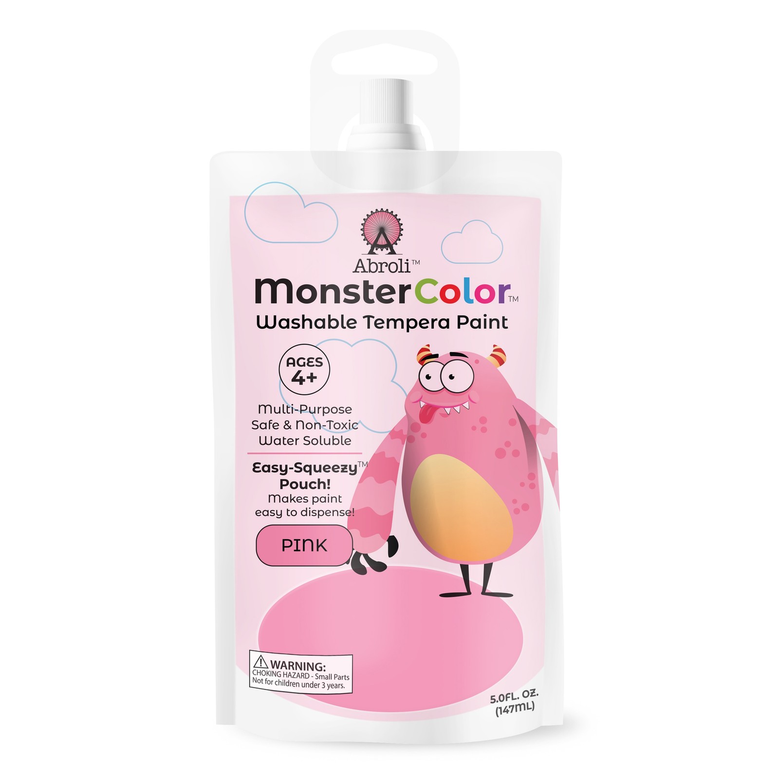 Abroli Monster Color Washable Tempera Paint Pouch 5oz-Pink