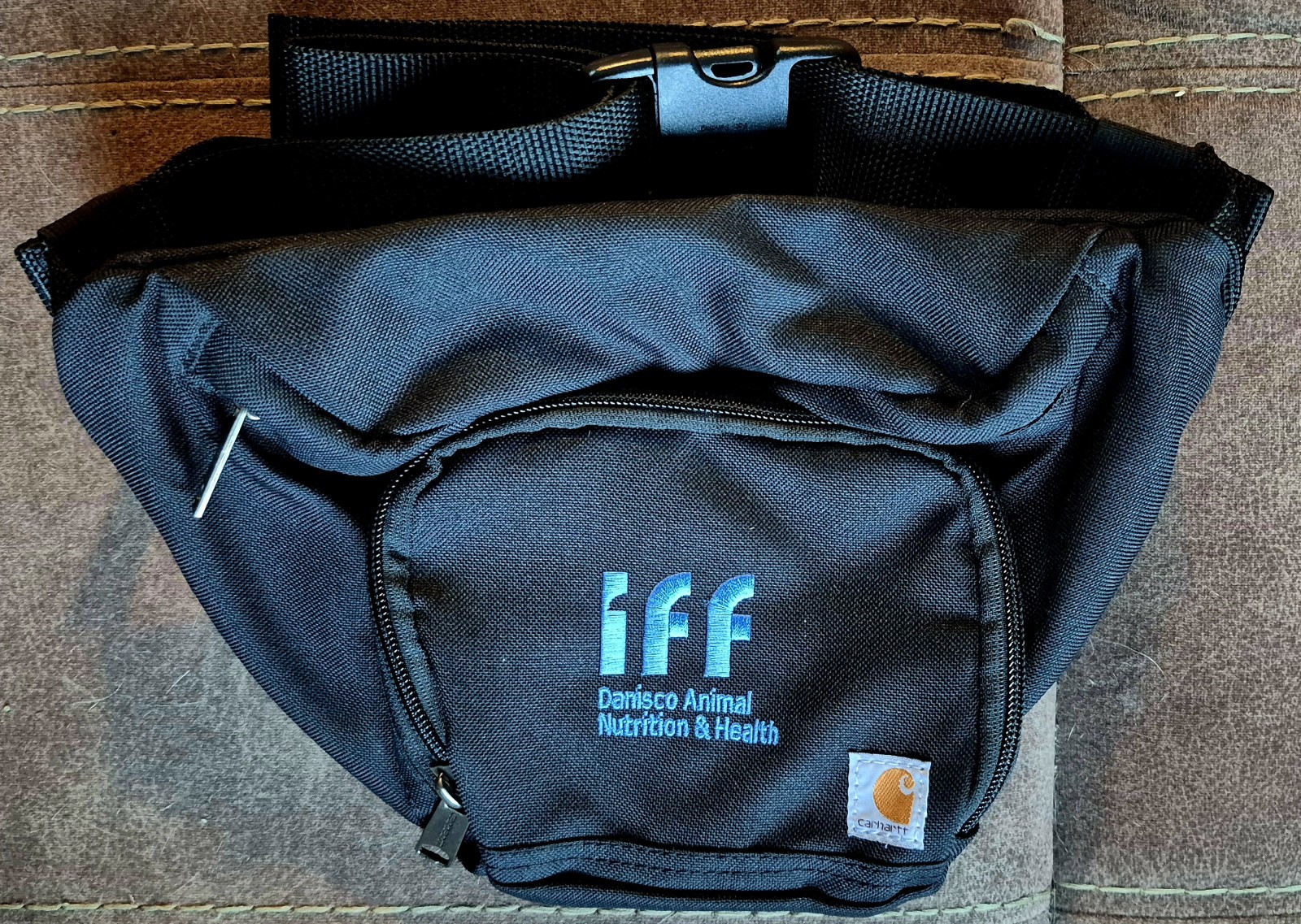 Carhartt 2 Pocket Fanny Travel Pack Waist Sport Bag Black Embroidered New