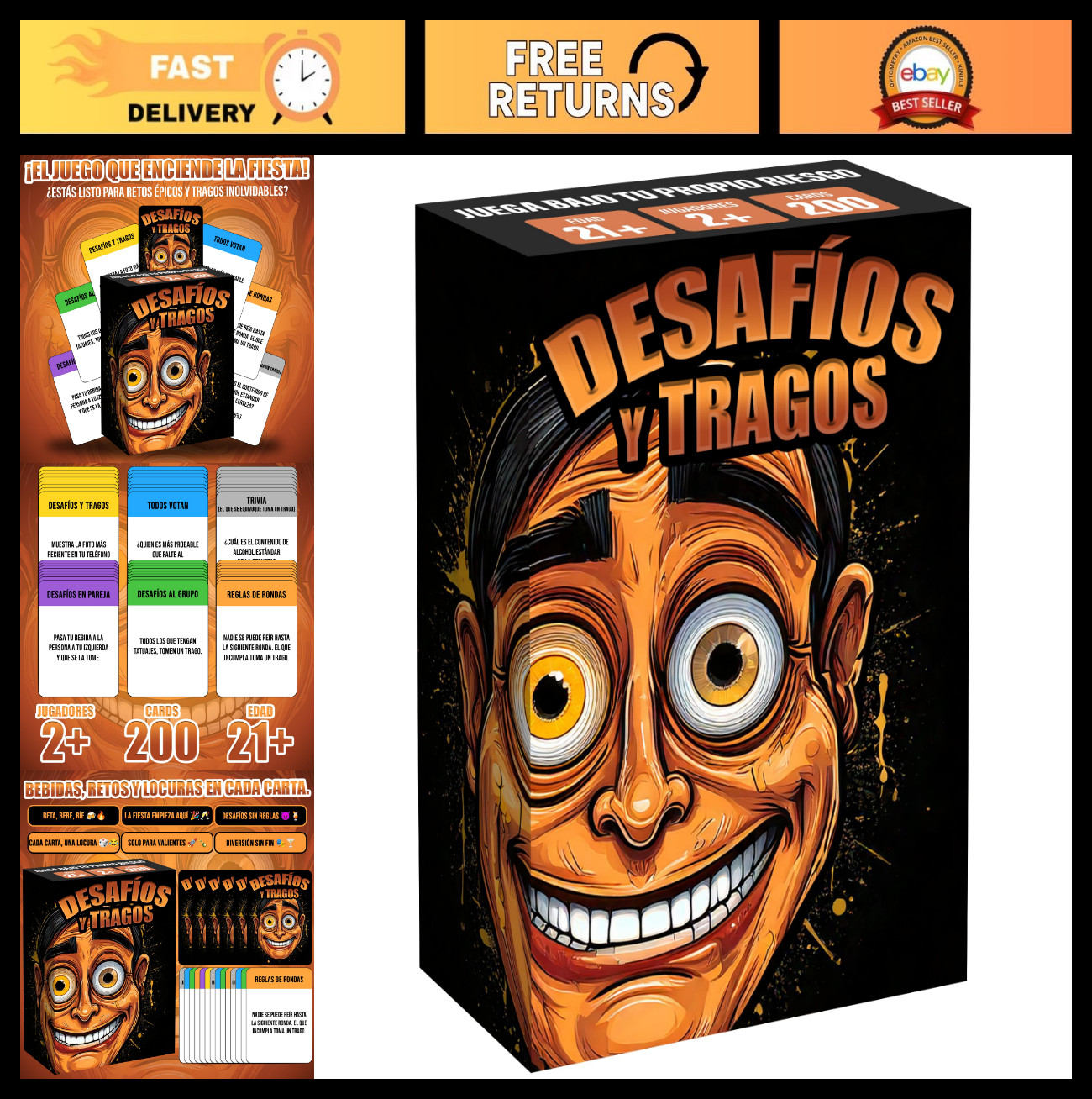 Juego de Cartas para Adultos - Desafíos y Tragos, Juego de Bebidas para Fiestas