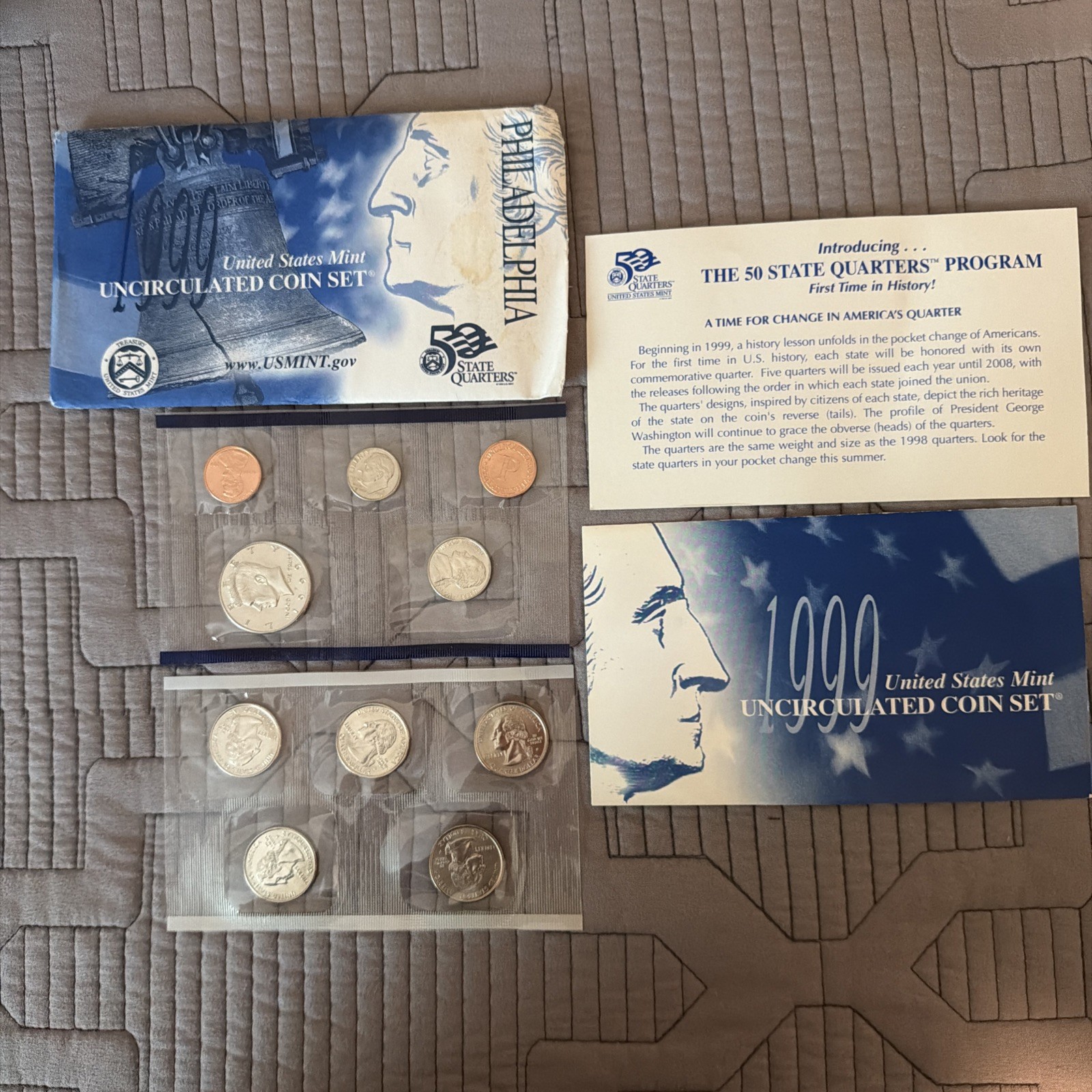 1999 P US Mint Uncirculated UNC Clad Complete Coin Set 10 Coins