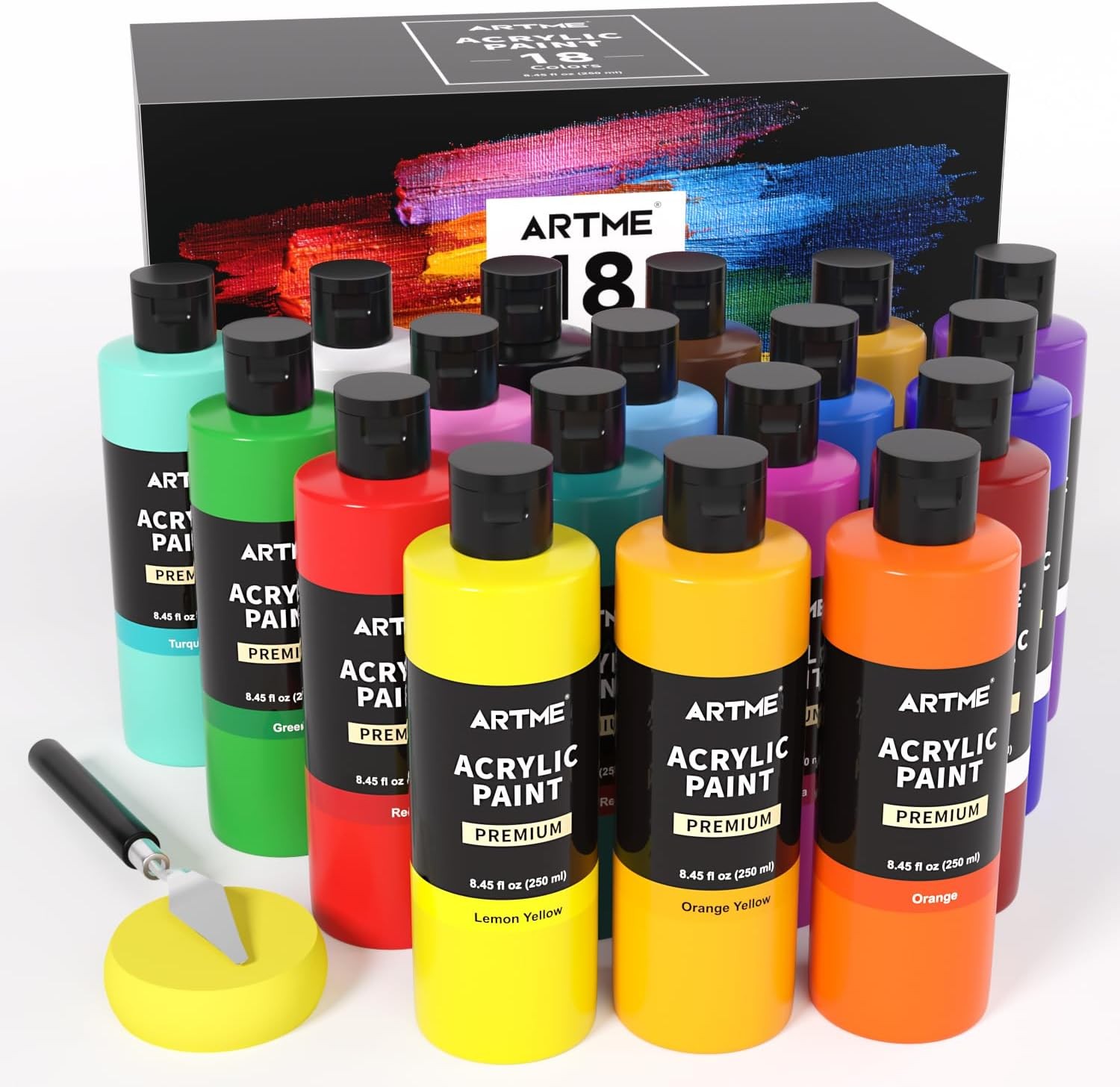 18 Colors Acrylic Paint Set, 8.45oz/250 ml Large Bulk Acrylic Paint, Rich