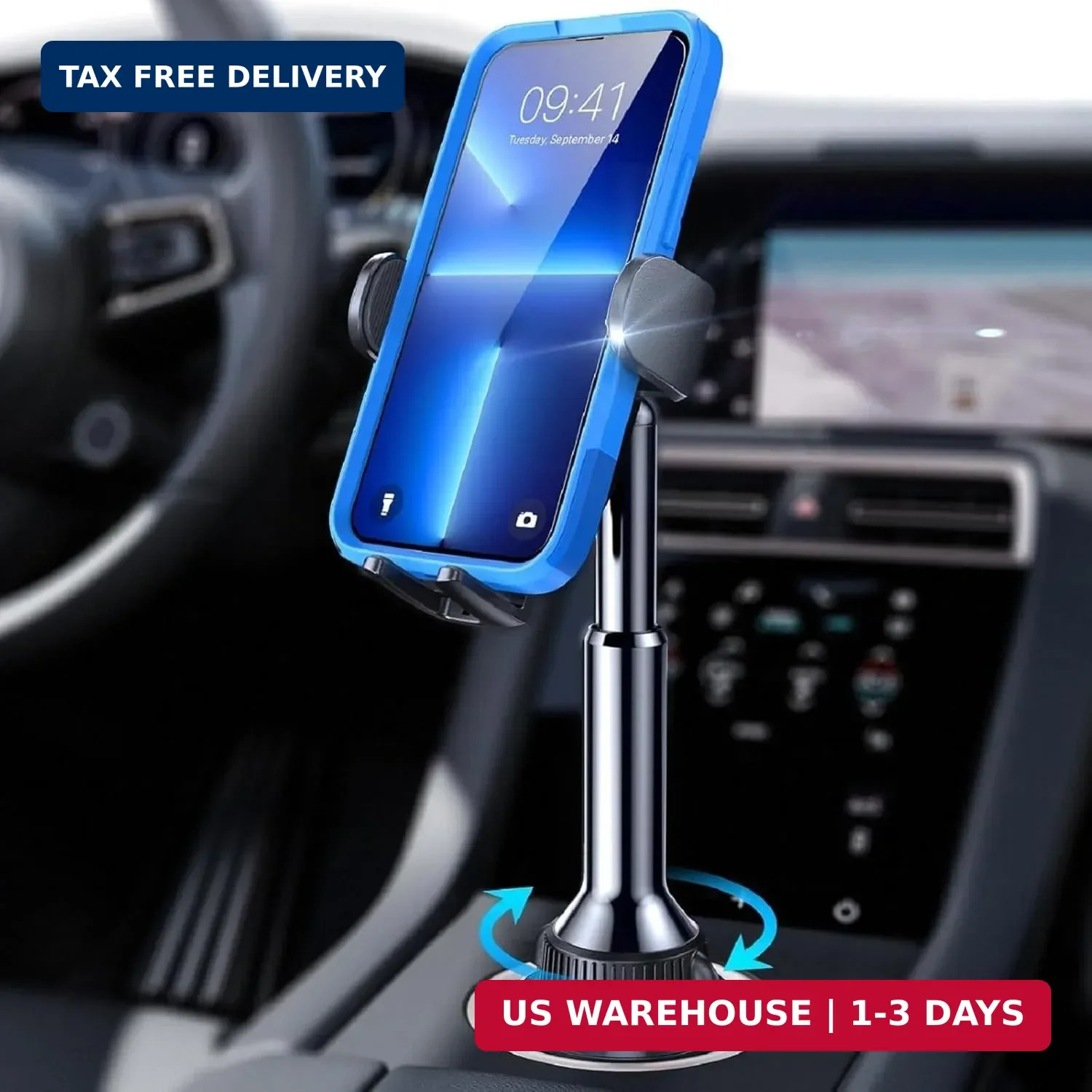 LISEN Cup Holder Phone Holder [No Shaking] Phone Holder for Car, 360° Adjustable