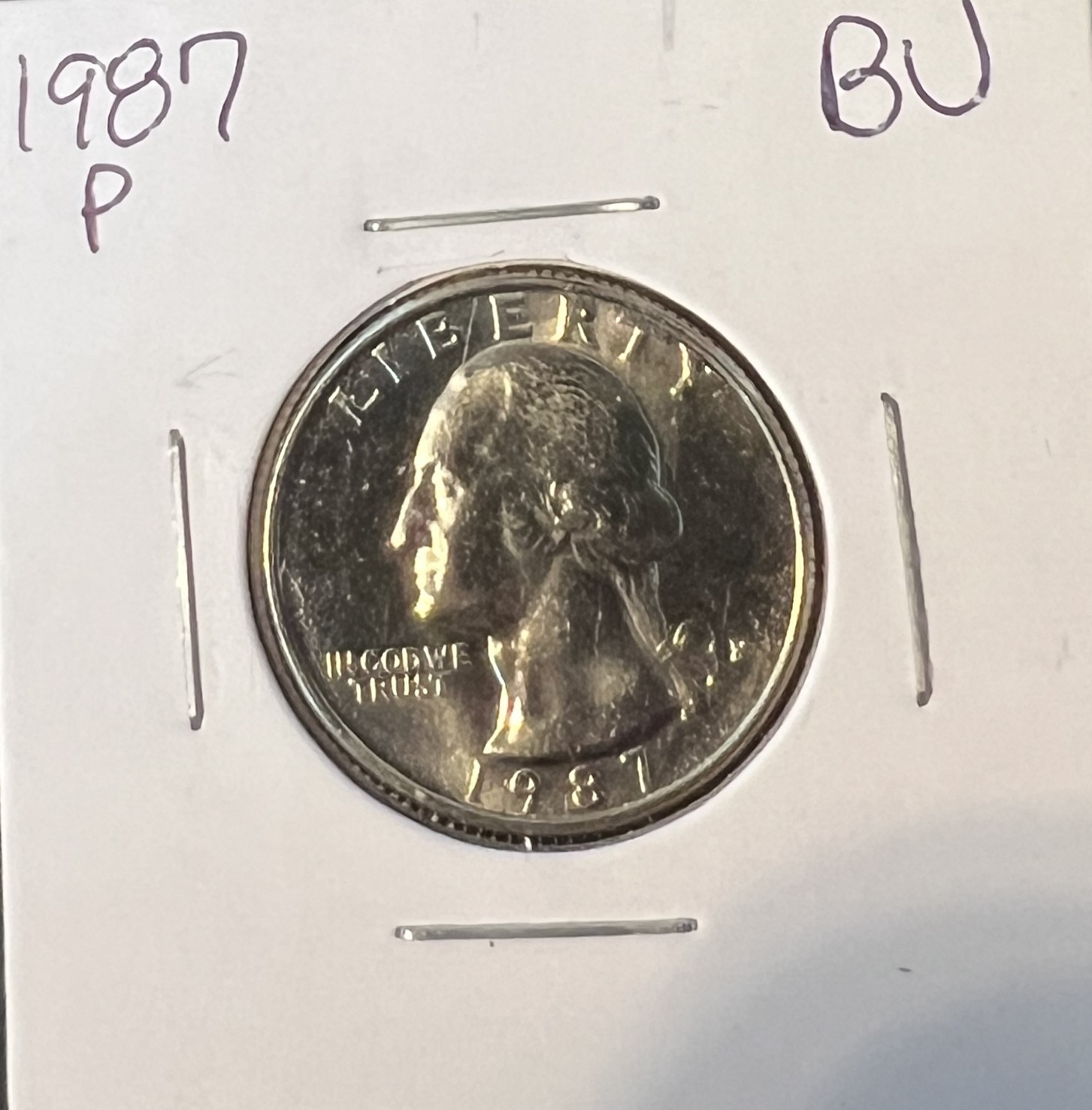 1987-P WASHINGTON QUARTER STRAIGHT FROM MINT ACTUAL COIN  #7933