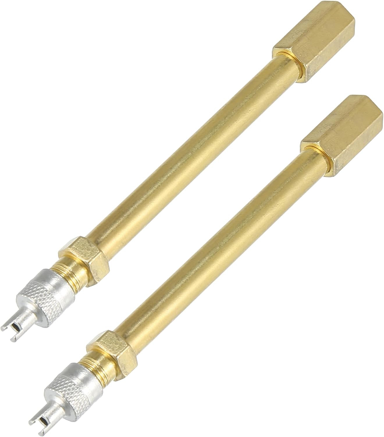 2PCS 100mm Brass Tire Valve Stem Extenders Air Inflation Extension Adapters