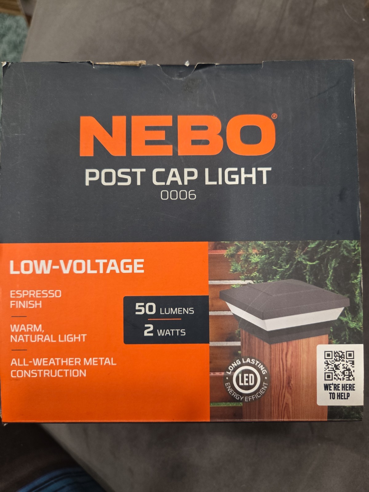NOB Nebo Post Cap Light 50 Lumens, Espresso Finish, Warm Natural Light #0006