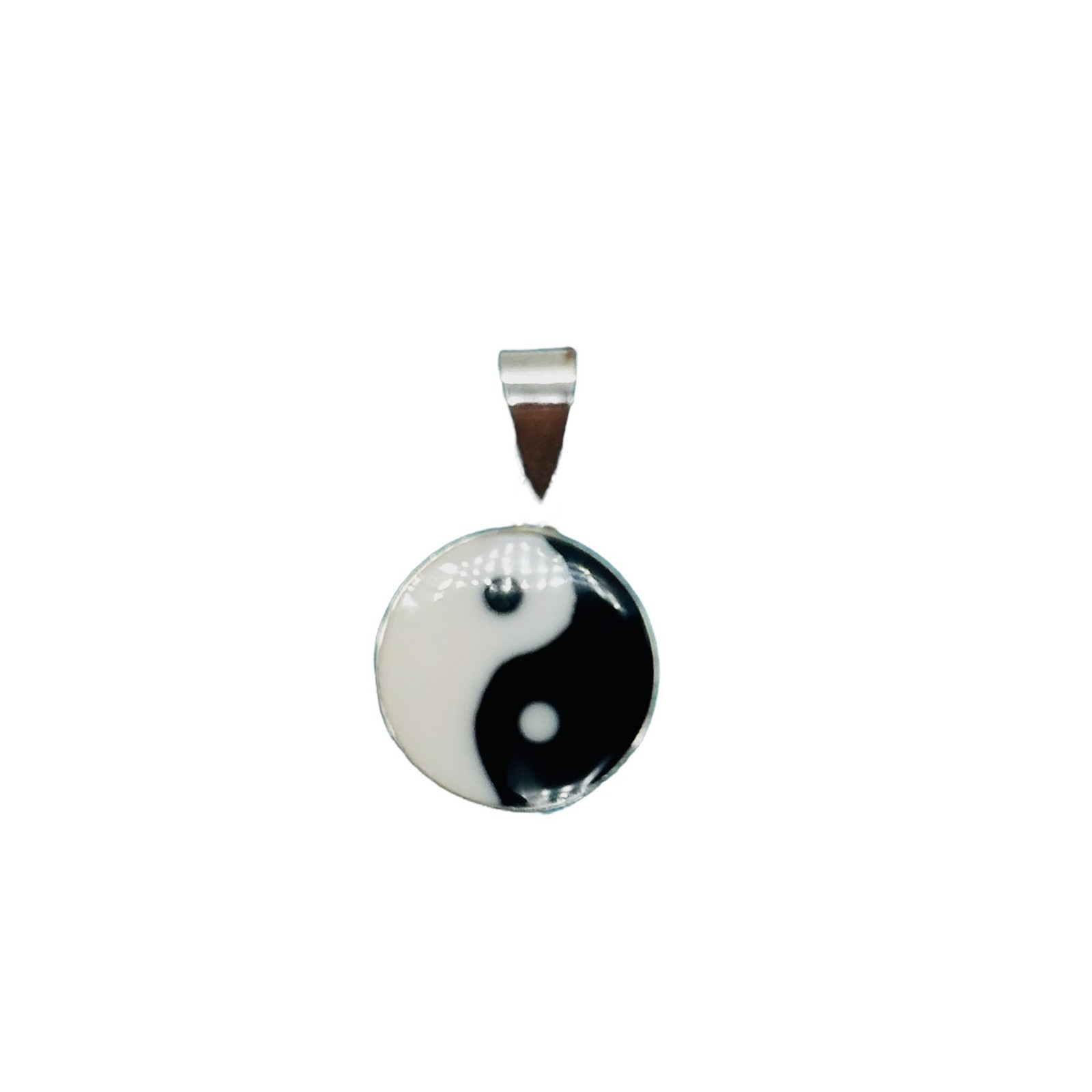 Ying Yang Sterling Silver Round Pendant | 7/8" Long | Black, White | 1 Pendant |