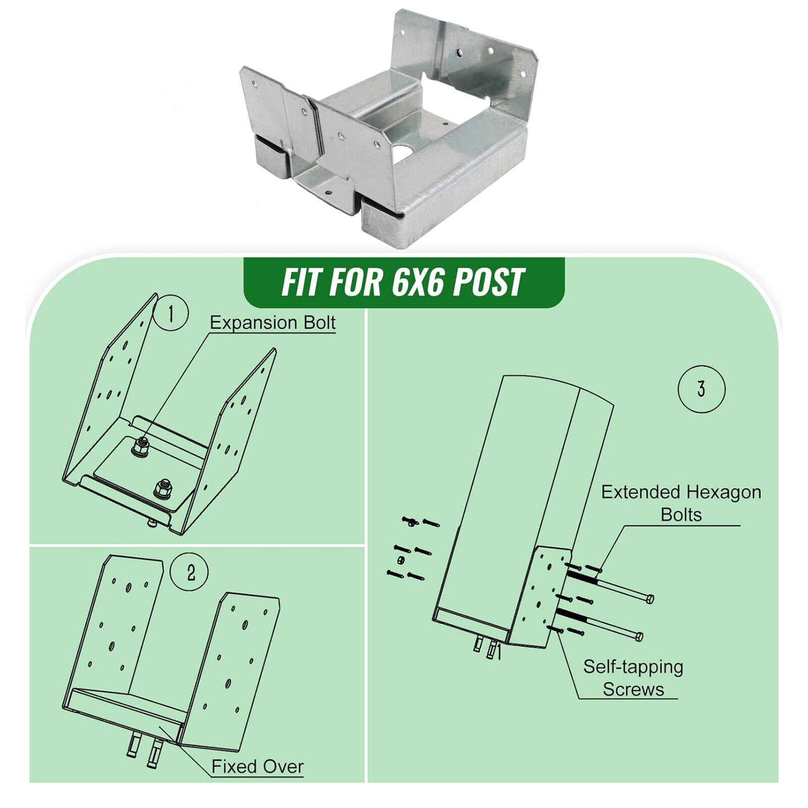 6Pcs 6x6 Concrete Deck Post Anchor Base Adjustable Metal Post Bracket Post Base