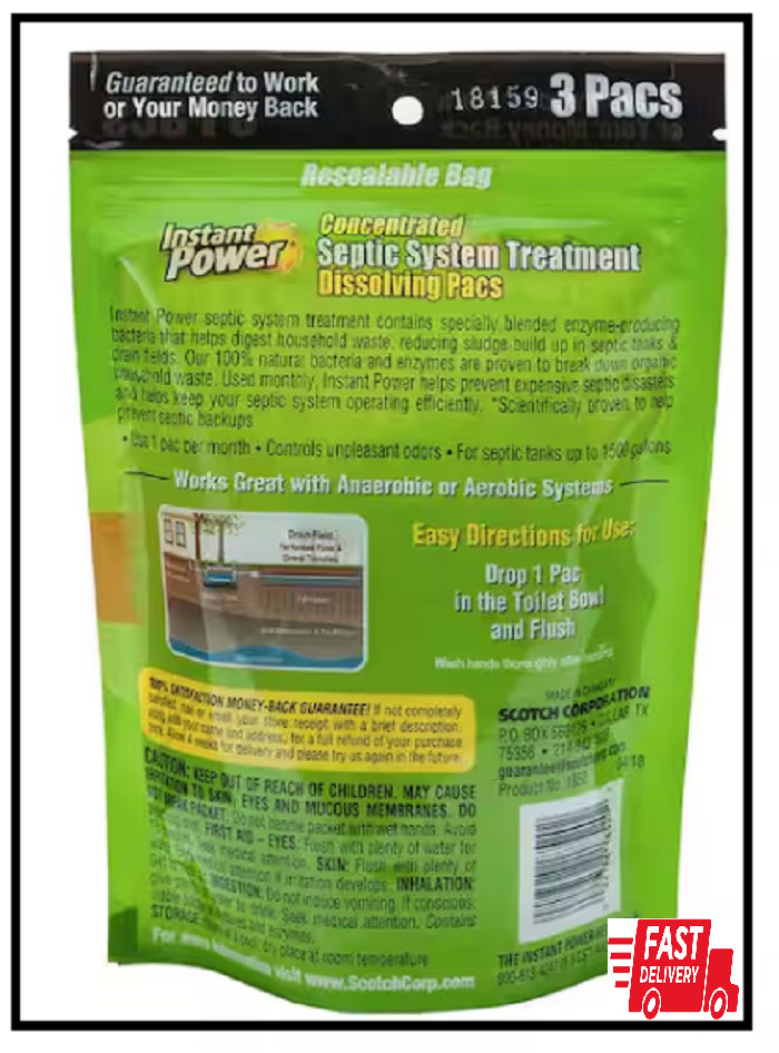 Septic System Treatment Dissolving, Controls odors, Up to 1500 Gal (Pack of 3)