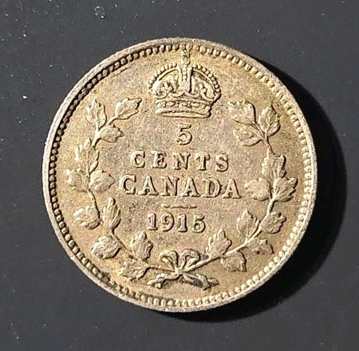 1915 Canada 5 cent silver - Solid VF stk#K977