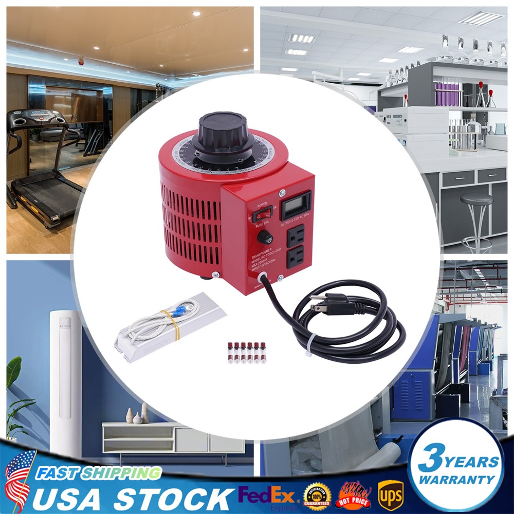 20Amp Variac Transformer Variable 0-130V AC Voltage Regulator Metered 2000VA Red
