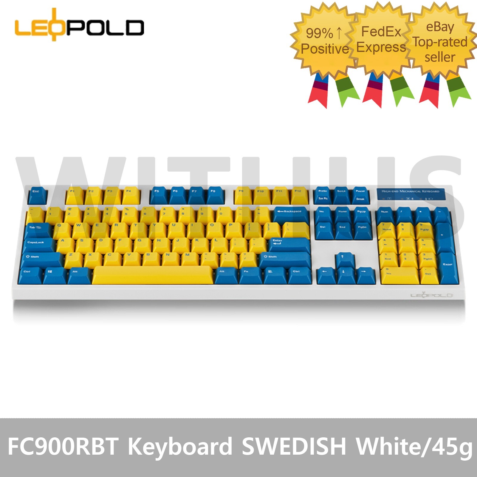 Leopold FC900RBT High-End Mechanical Bluetooth Keyboard SWEDISH White/45g-Red *