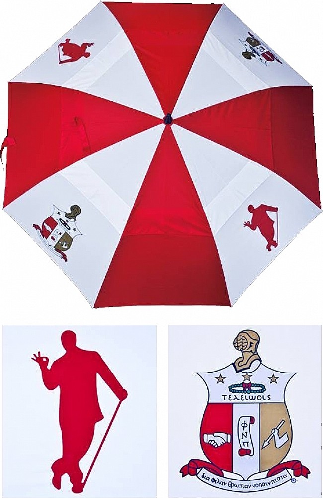 Kappa Alpha Psi Wind Resistant Auto Open Jumbo Umbrella [Red/White - 30"]