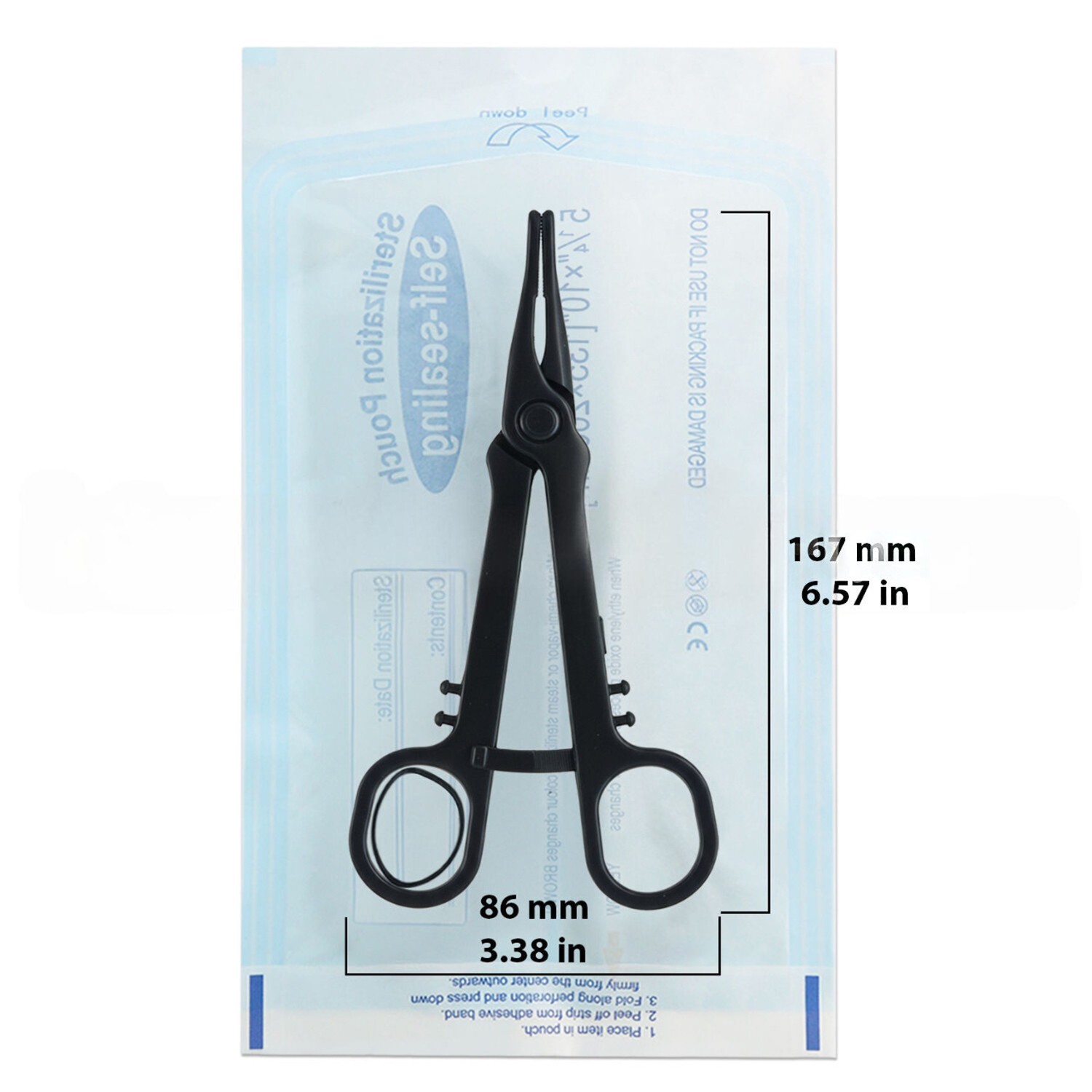 Sterile Rounded Top Forceps Piercing Clamp EO Gas Sterilized Eco Pack