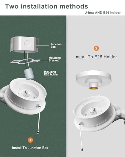 Flush Mount Ceiling Light with Pull Chain Surface Mount LED 7 Inch | 4 Pack