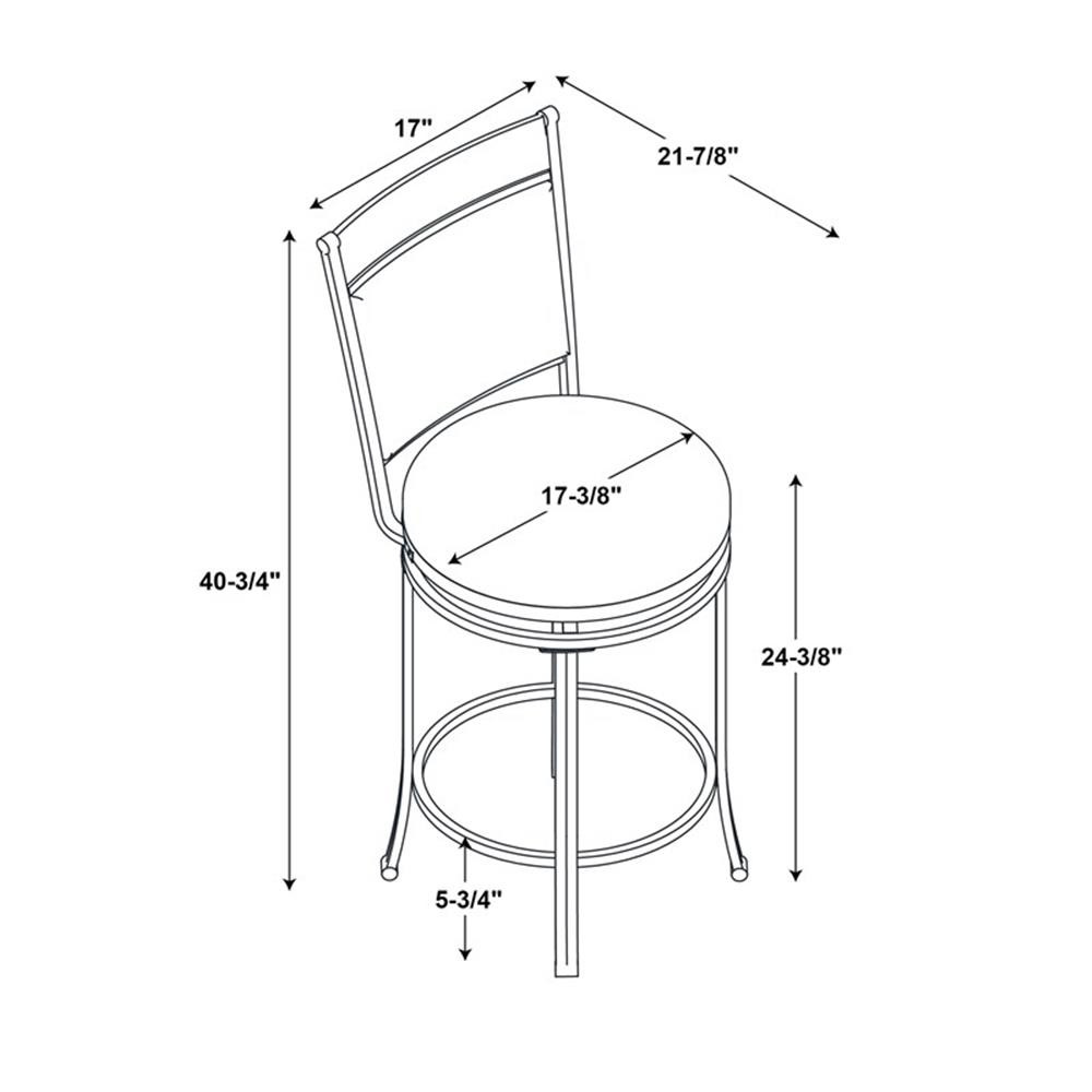 Pemberly Row 24" Traditional Metal & Fabric Swivel Counter Stool in Pewter/Beige