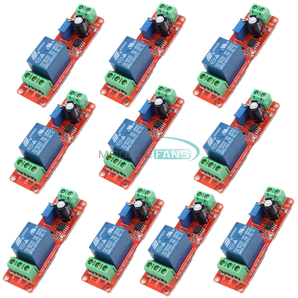 10X NE555 5VDC Conduction Delay Relay Timing Turn-on Module Timer Switch 0-10S