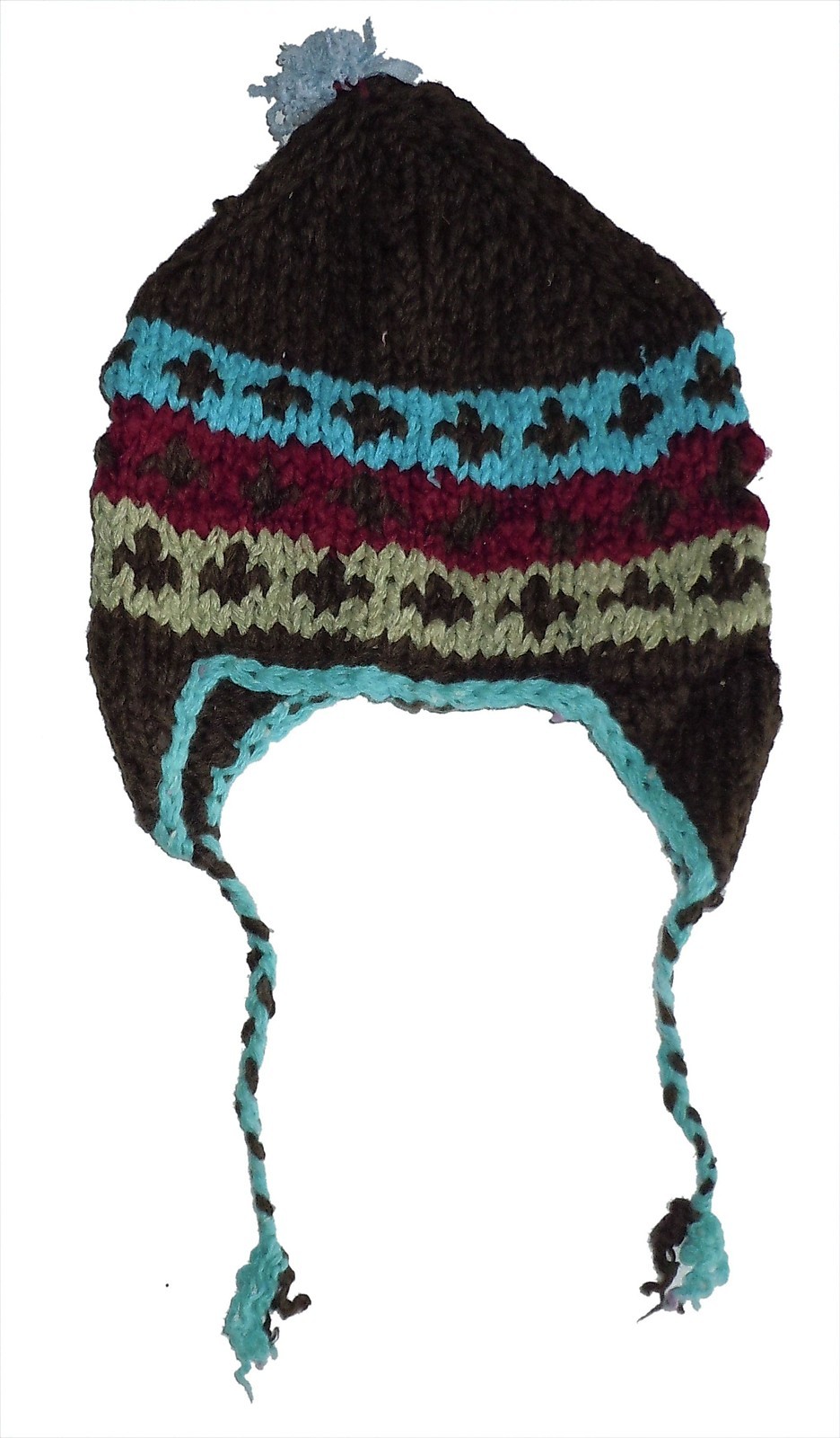Winter HAT - Bright Handmade Pakistani Wool - Adult Knitted Hippie Ski Cap H15