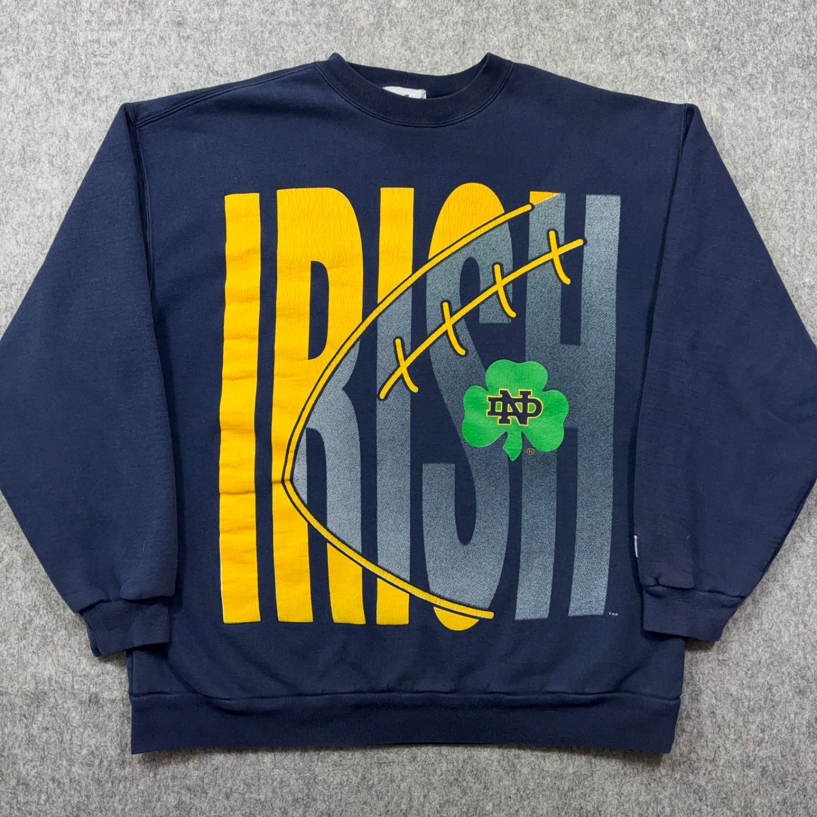 Vintage Notre Dame Fighting Irish Football Sweatshirt Adult Large Blue NCAA  L