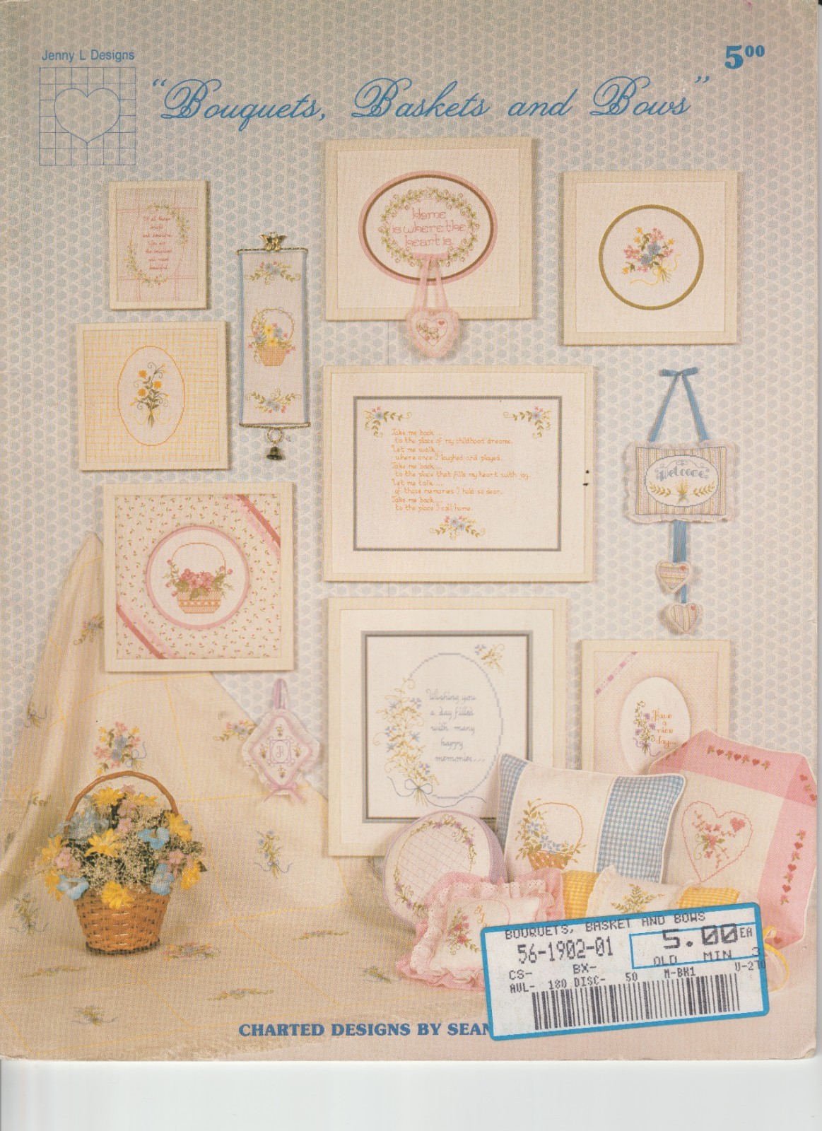 Bouquets, Baskets, & Bows - CROSS STITCH PATTERN - Spring Hearts Sunshine Home