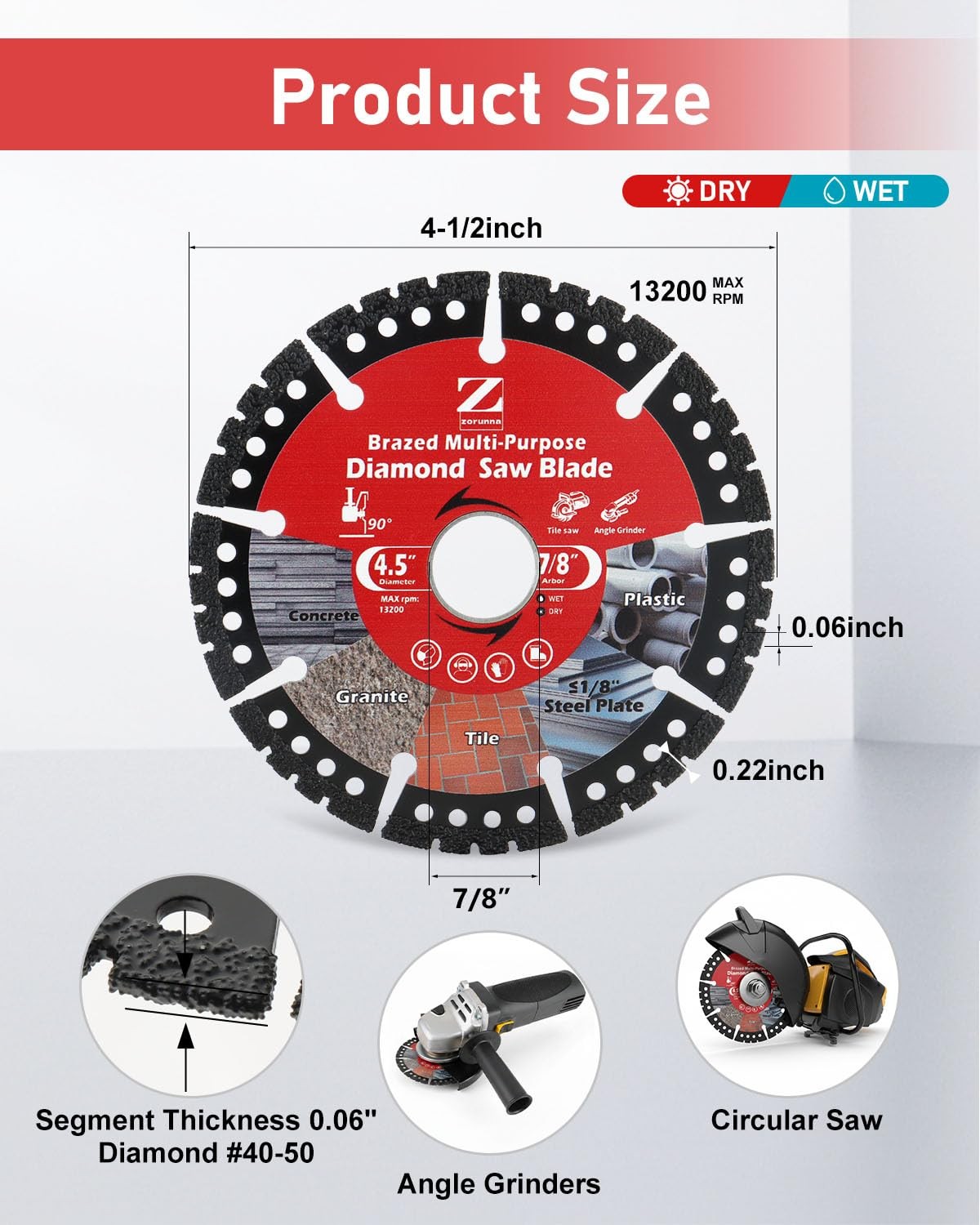 4-1/2" Diamond Multi Purpose Saw Blade, 2 Pack Indestructible Disc for Grinde...