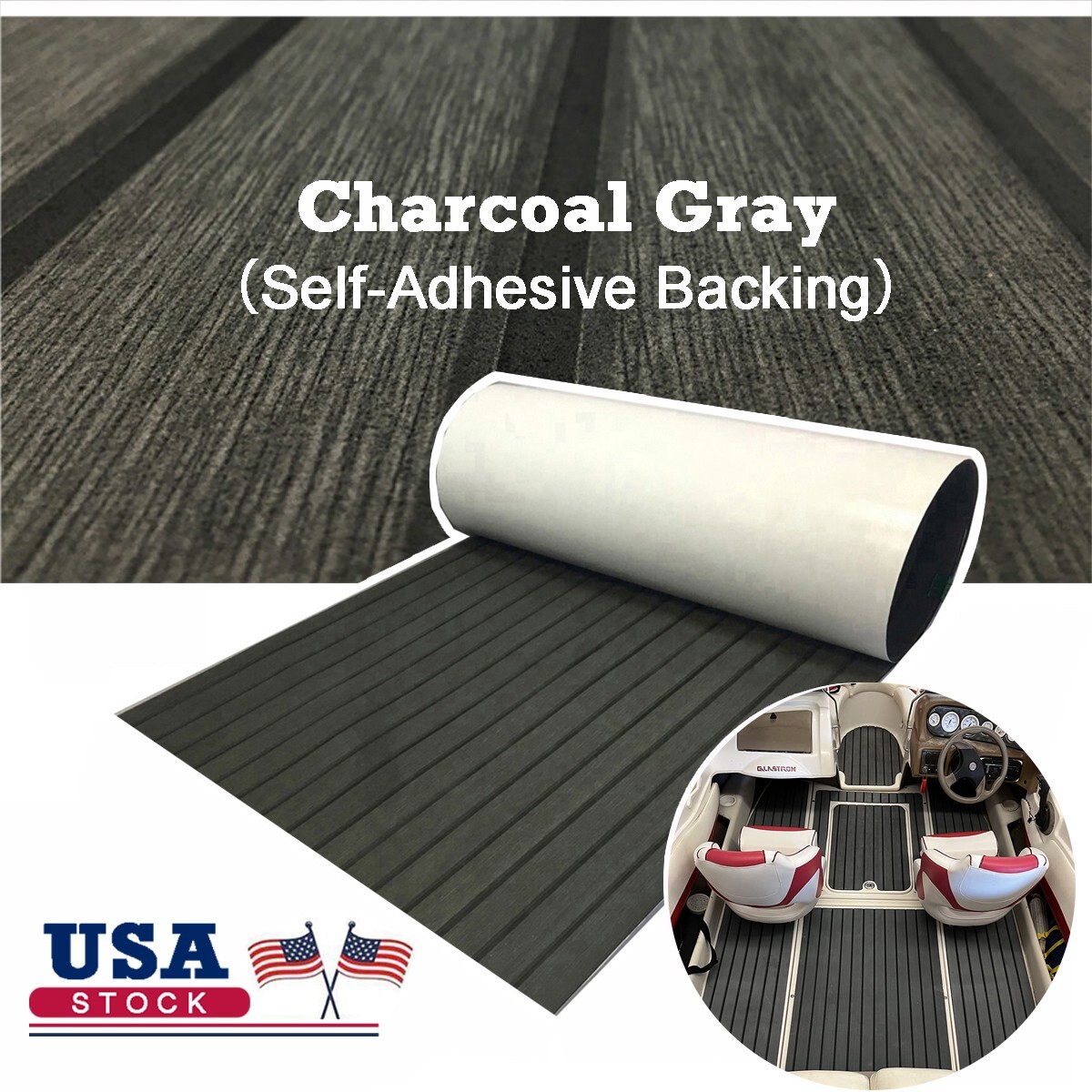 EVA Foam Boat Decking Sheet Marine Flooring Carpet Charcoal Gray Nonskid 35.4''W